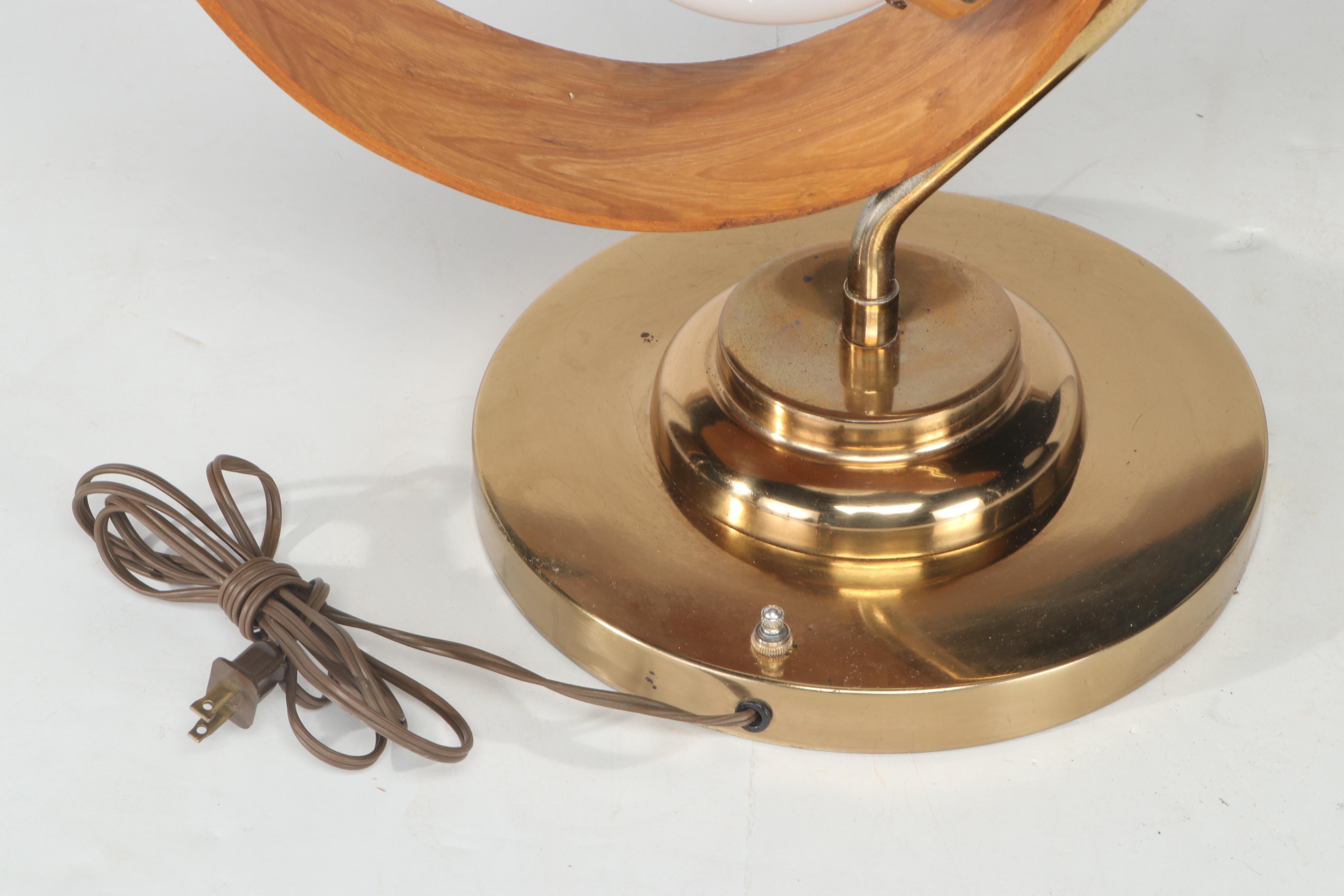 Mid Century Modern Bentwood, Metal and Glass Globe 3-Light Table Lamp