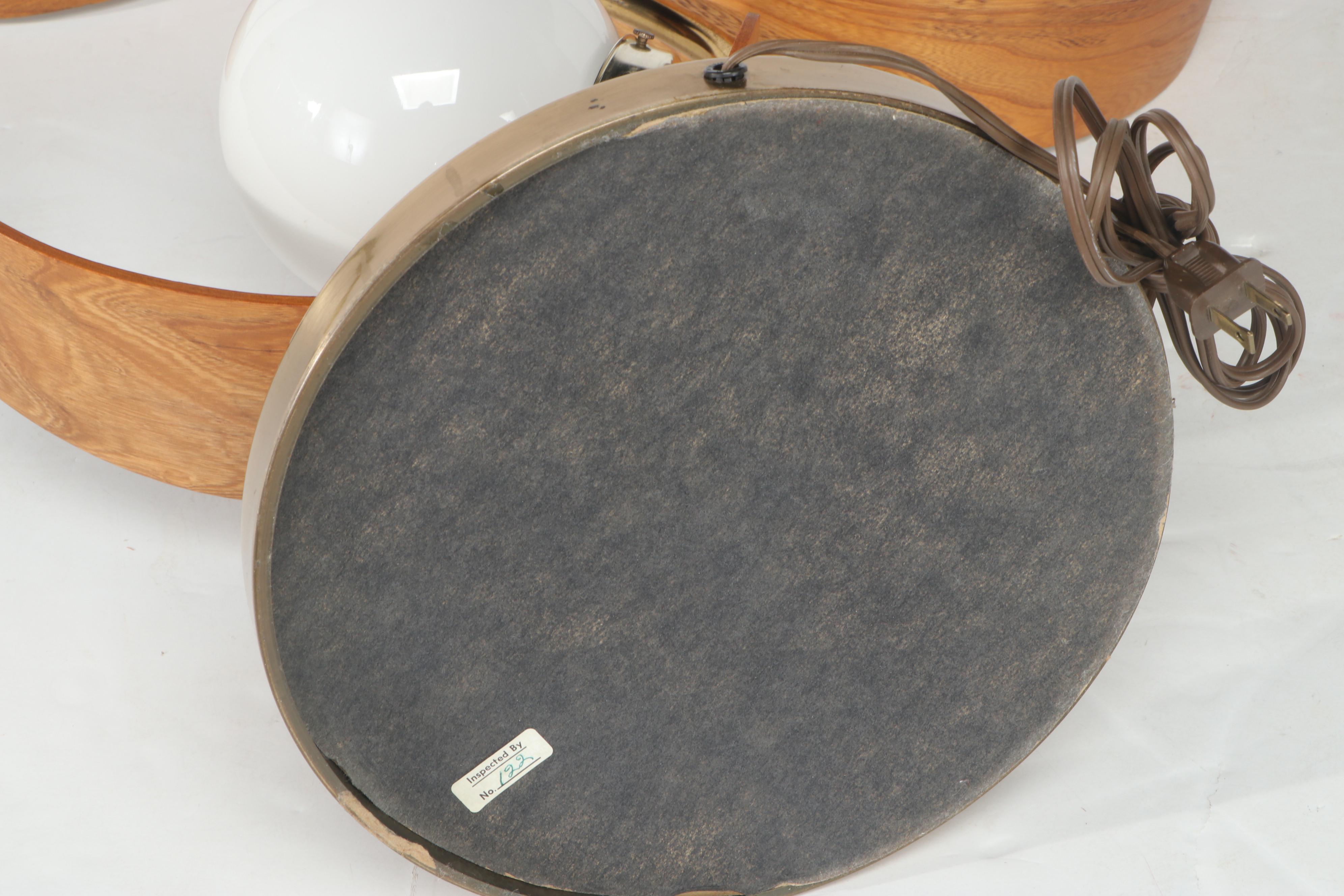 Mid Century Modern Bentwood, Metal and Glass Globe 3-Light Table Lamp