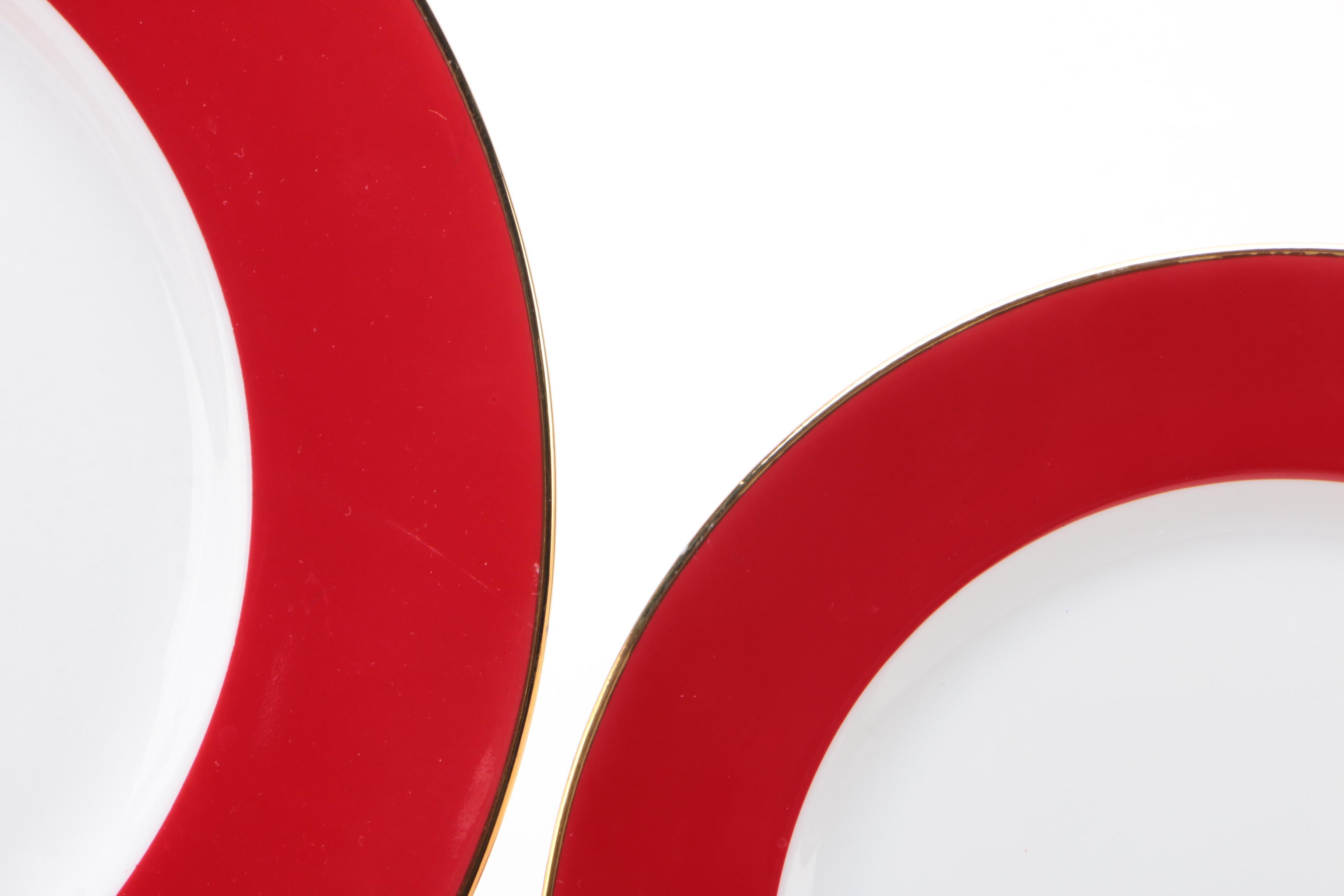 Monno Red and White Ceramic Dinnerware Service for Eight