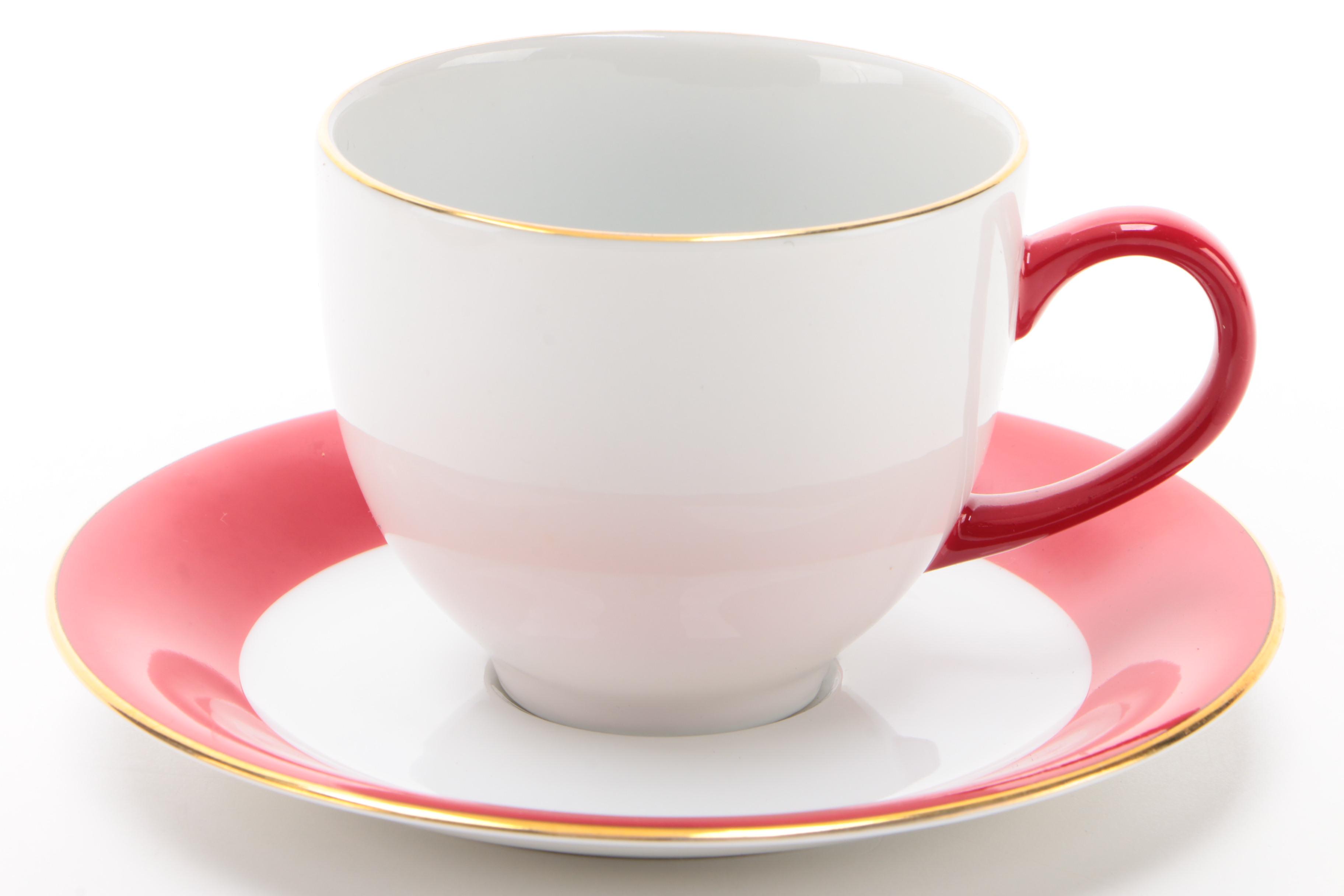 Monno Red and White Ceramic Dinnerware Service for Eight