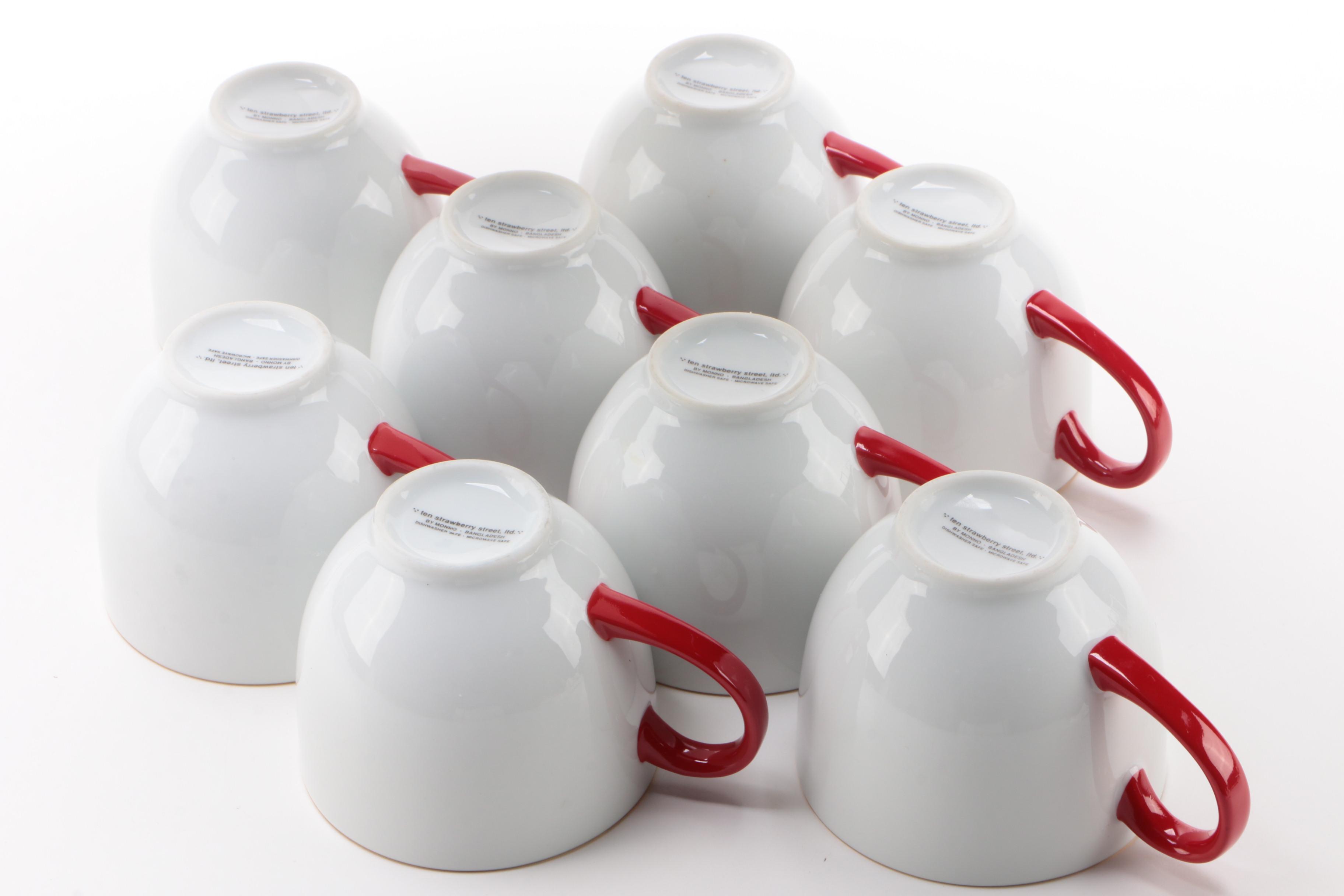 Monno Red and White Ceramic Dinnerware Service for Eight