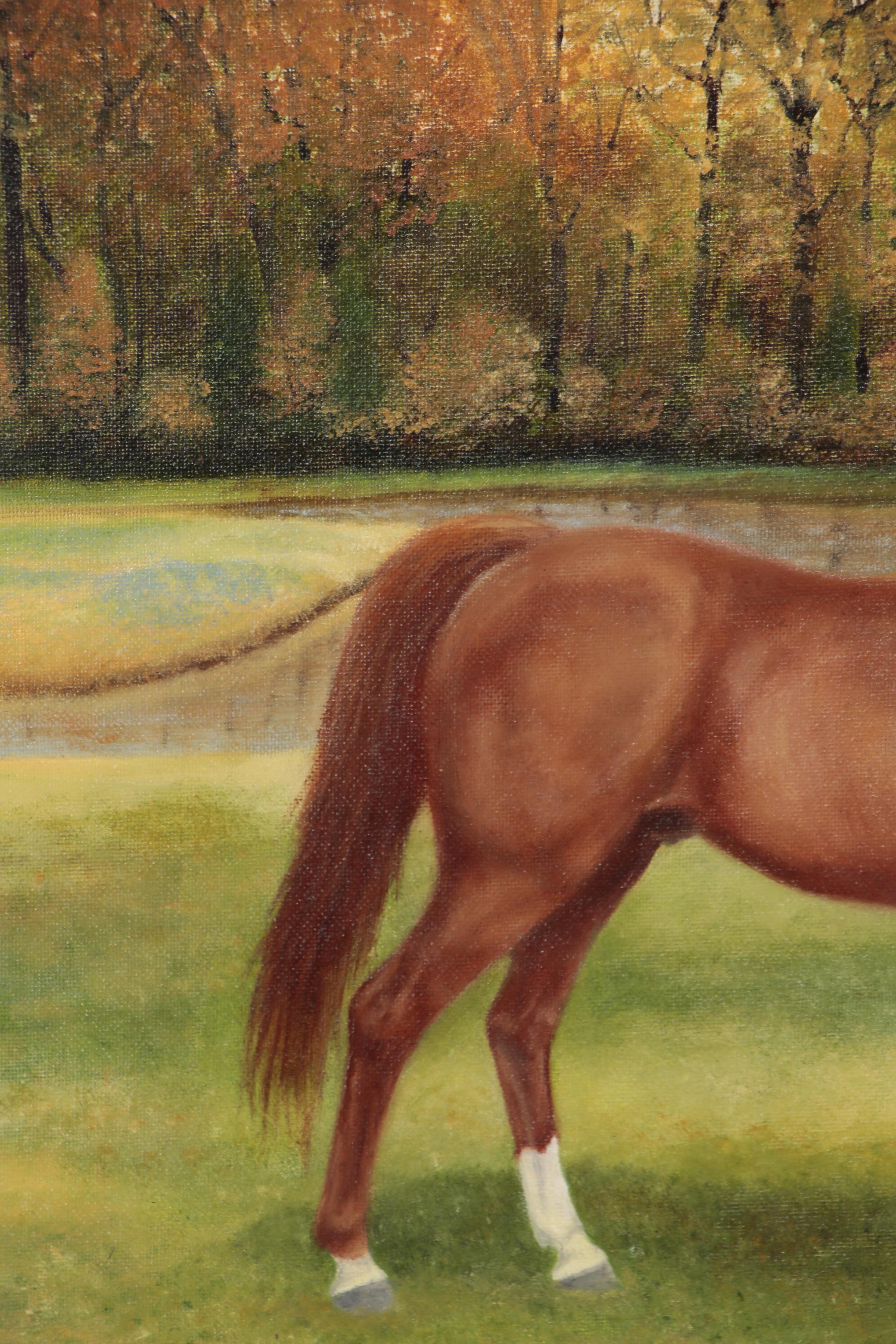 R. Henderson Oil Painting of Horse, 1989