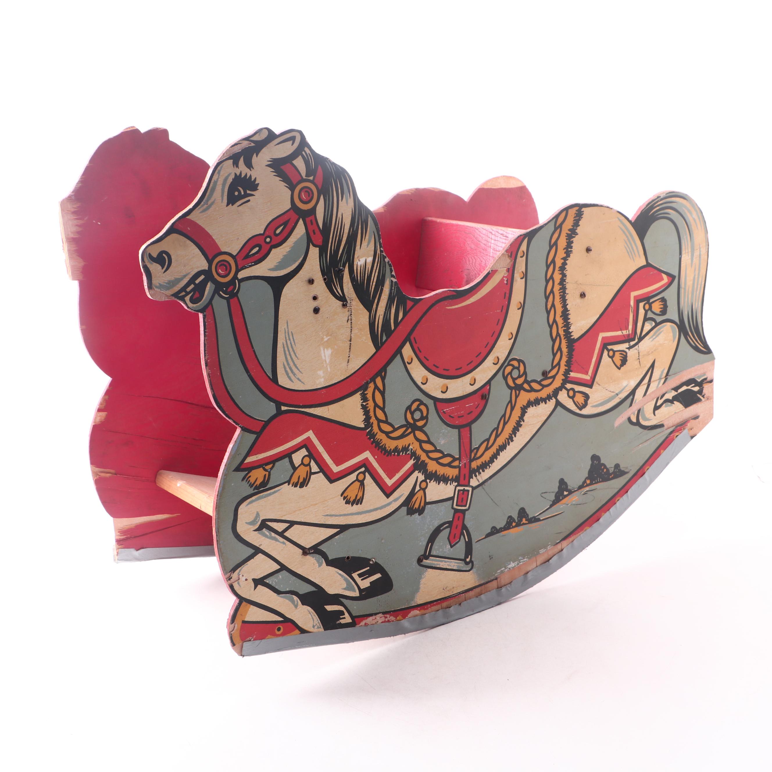 Child's Rocking Horse and Gong Bell Mfg. Baby Stroller, 1930s