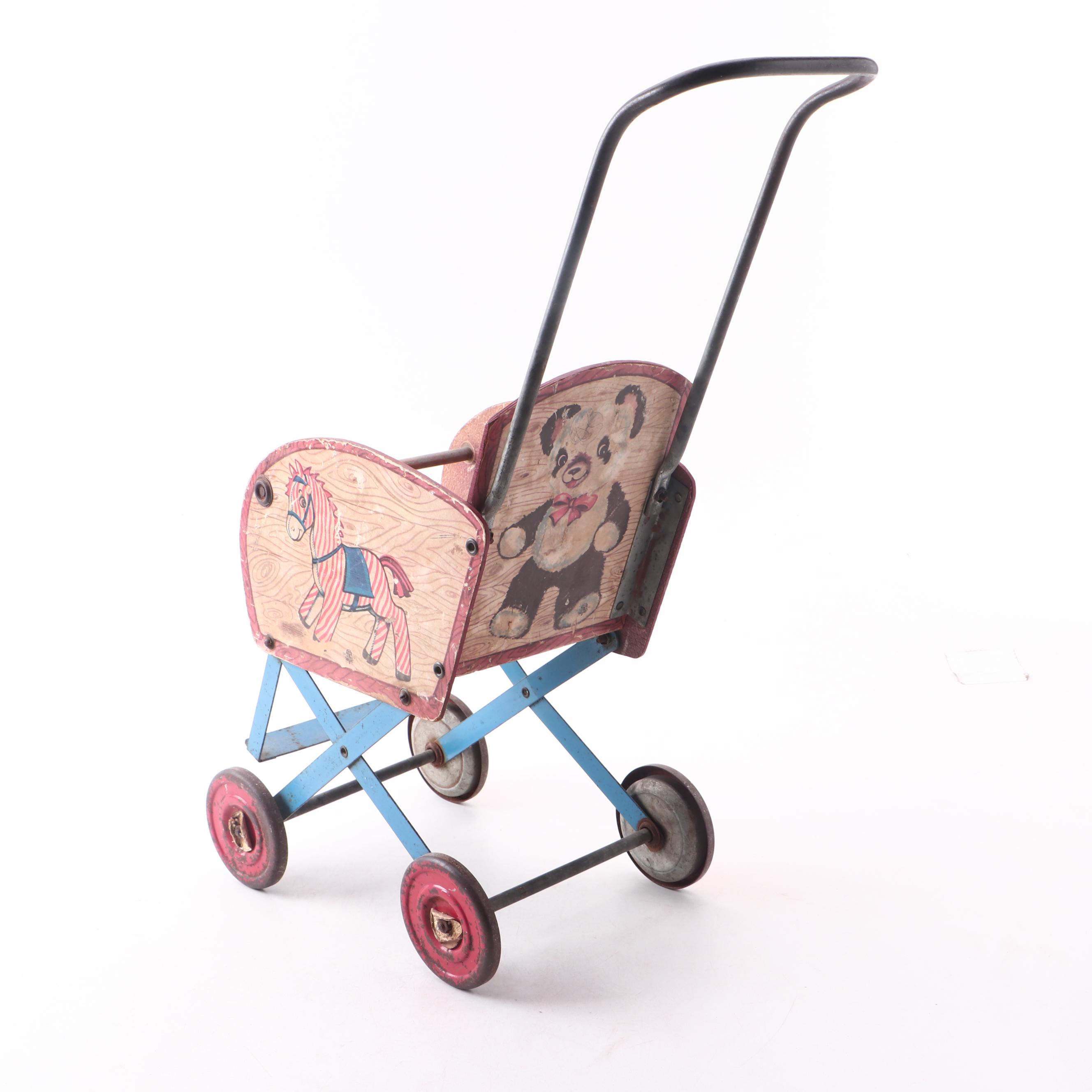 Child's Rocking Horse and Gong Bell Mfg. Baby Stroller, 1930s