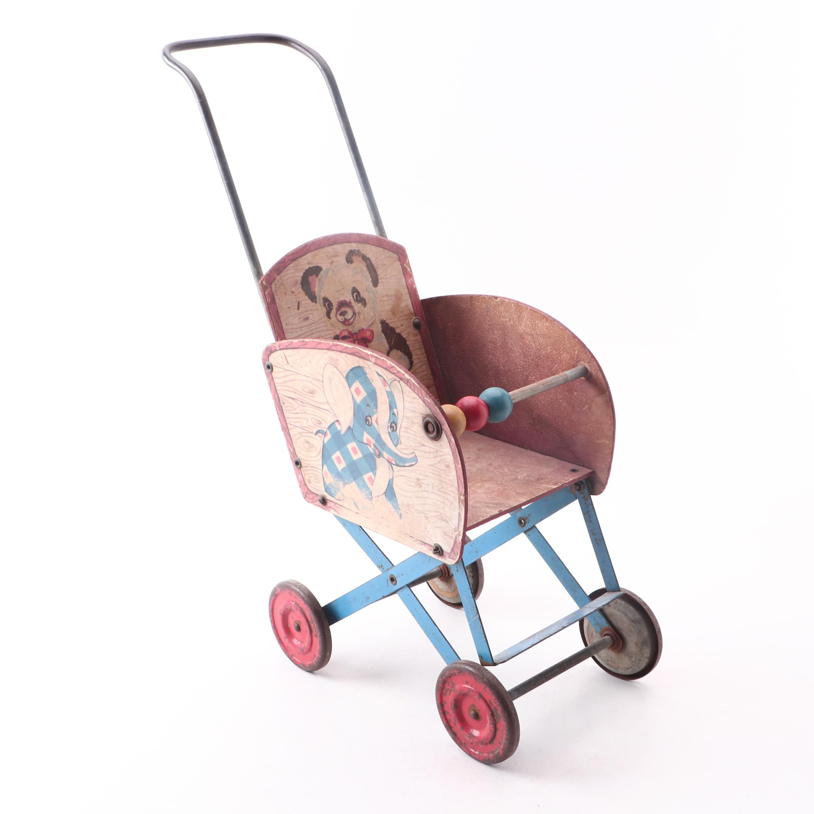 Child's Rocking Horse and Gong Bell Mfg. Baby Stroller, 1930s