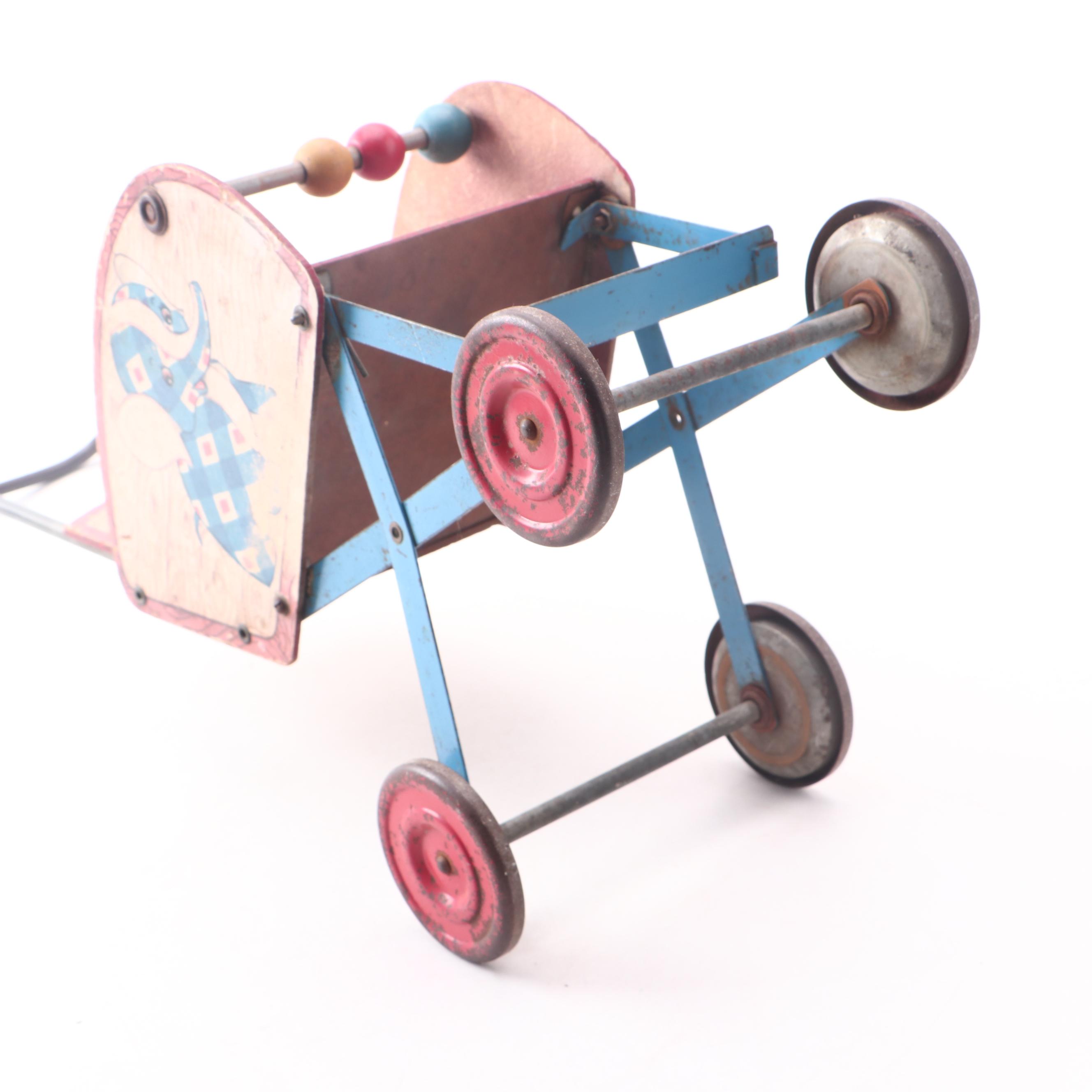 Child's Rocking Horse and Gong Bell Mfg. Baby Stroller, 1930s