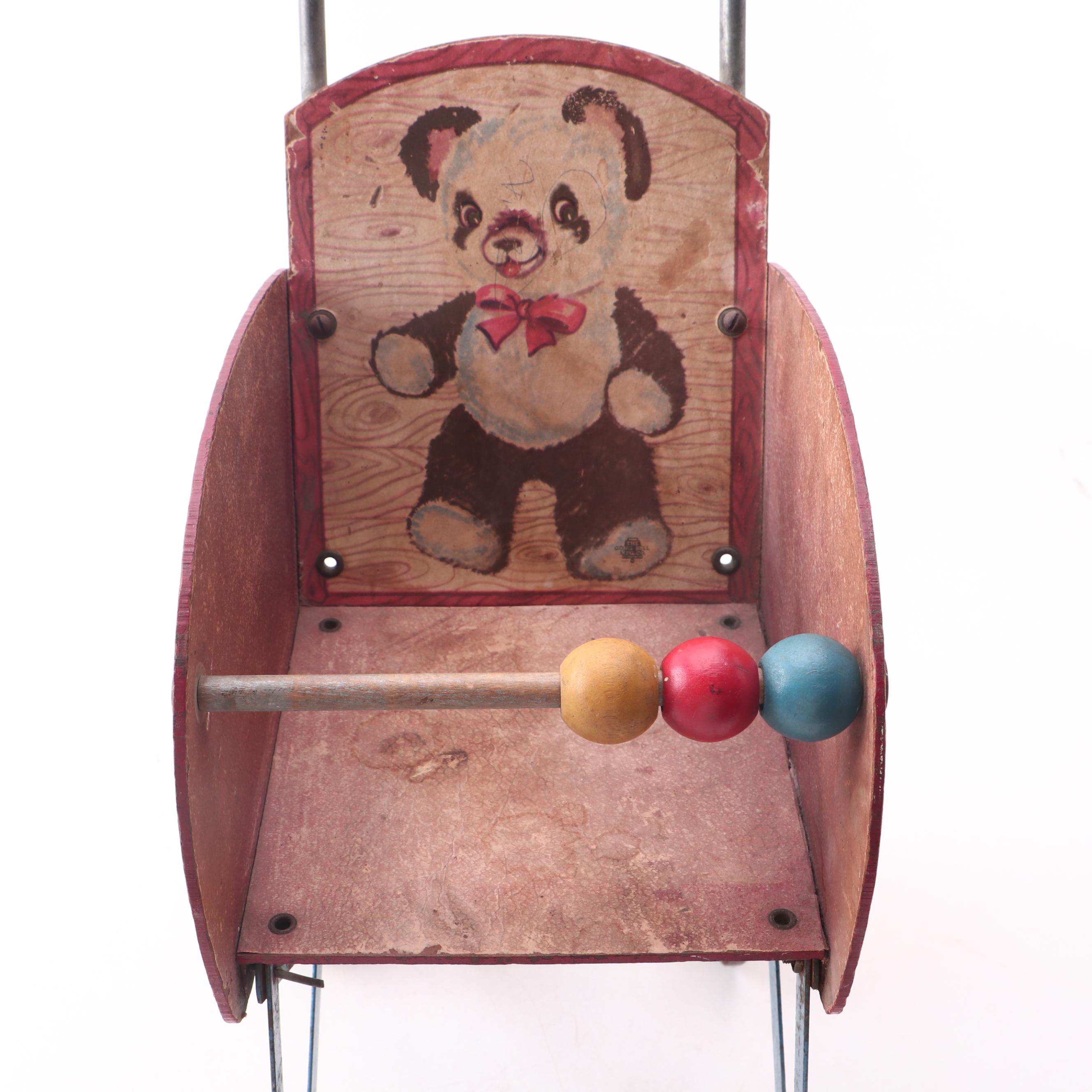 Child's Rocking Horse and Gong Bell Mfg. Baby Stroller, 1930s