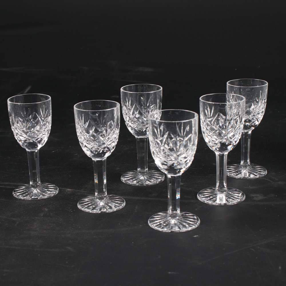 Cut Crystal Decanter and Six Cordial Glasses