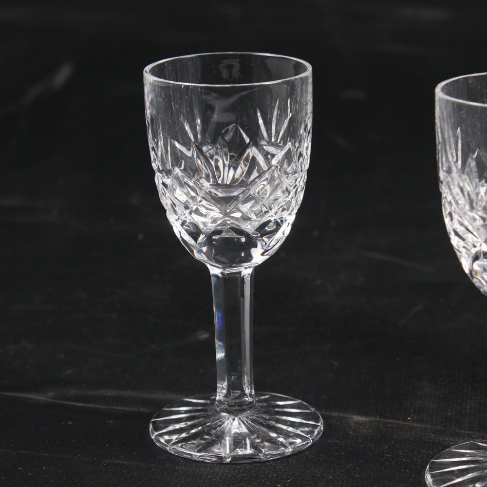 Cut Crystal Decanter and Six Cordial Glasses