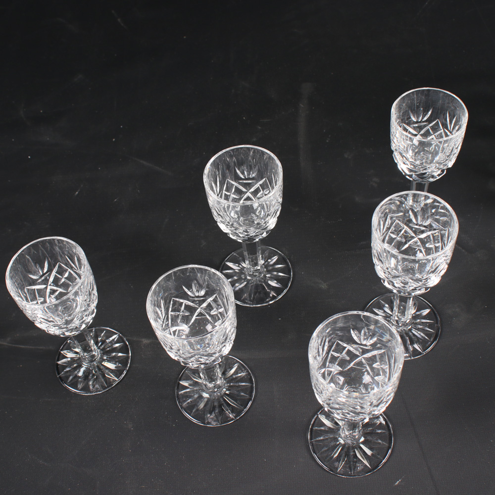 Cut Crystal Decanter and Six Cordial Glasses