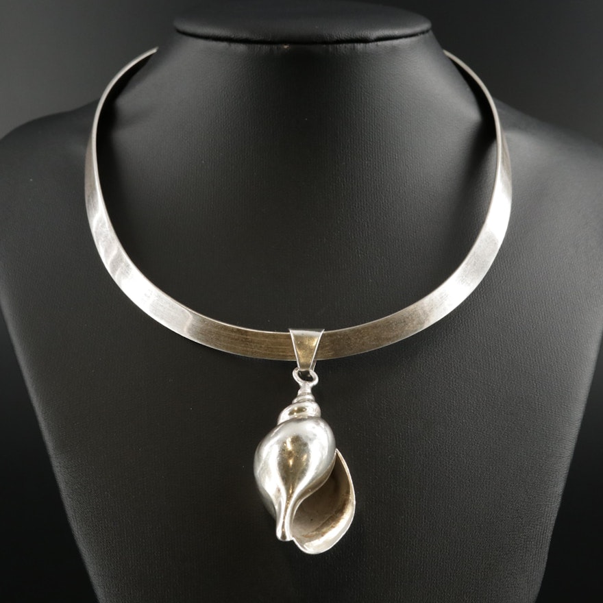 Sterling Silver Shell Collar Necklace