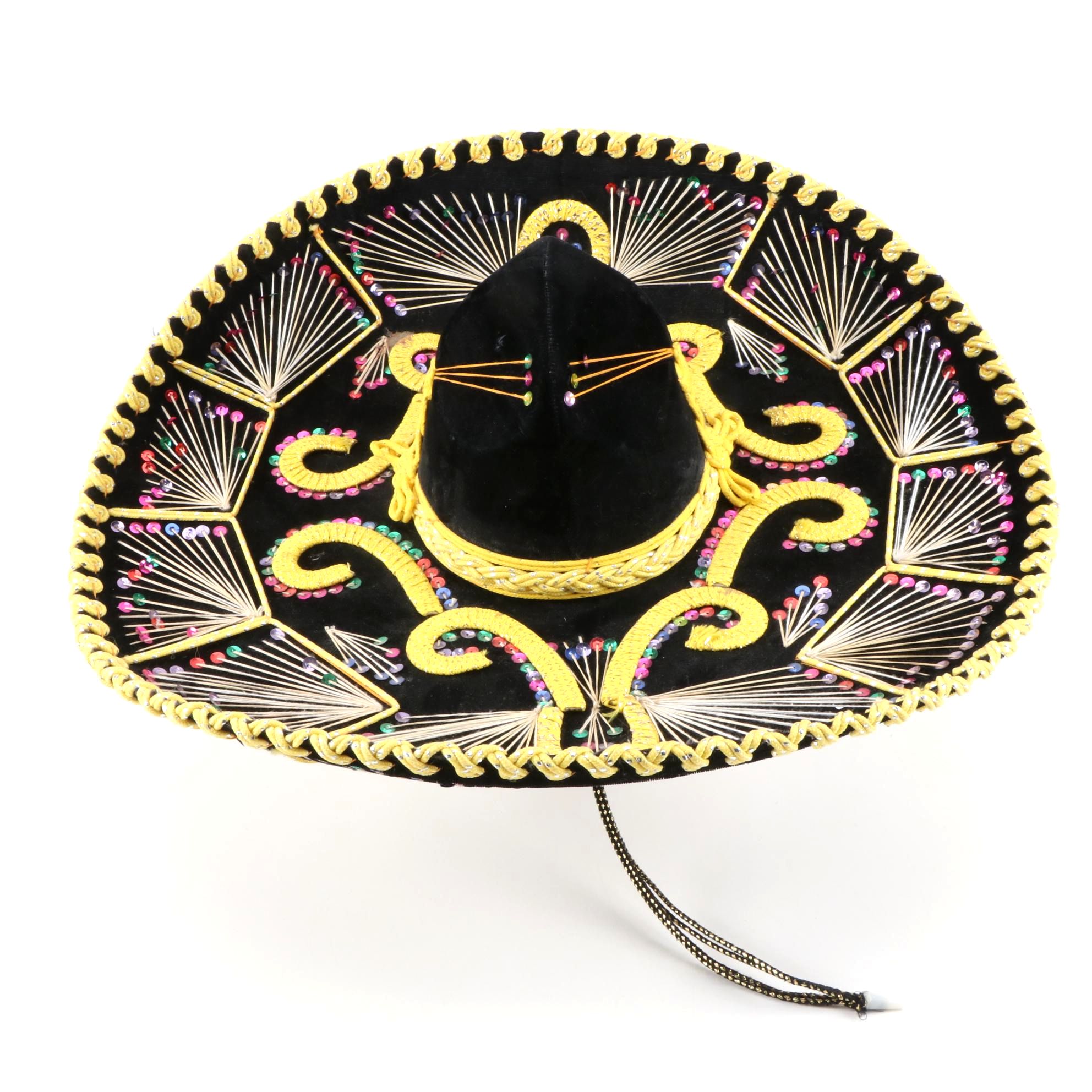 Pigalle Black Embellished Mexican Sombrero