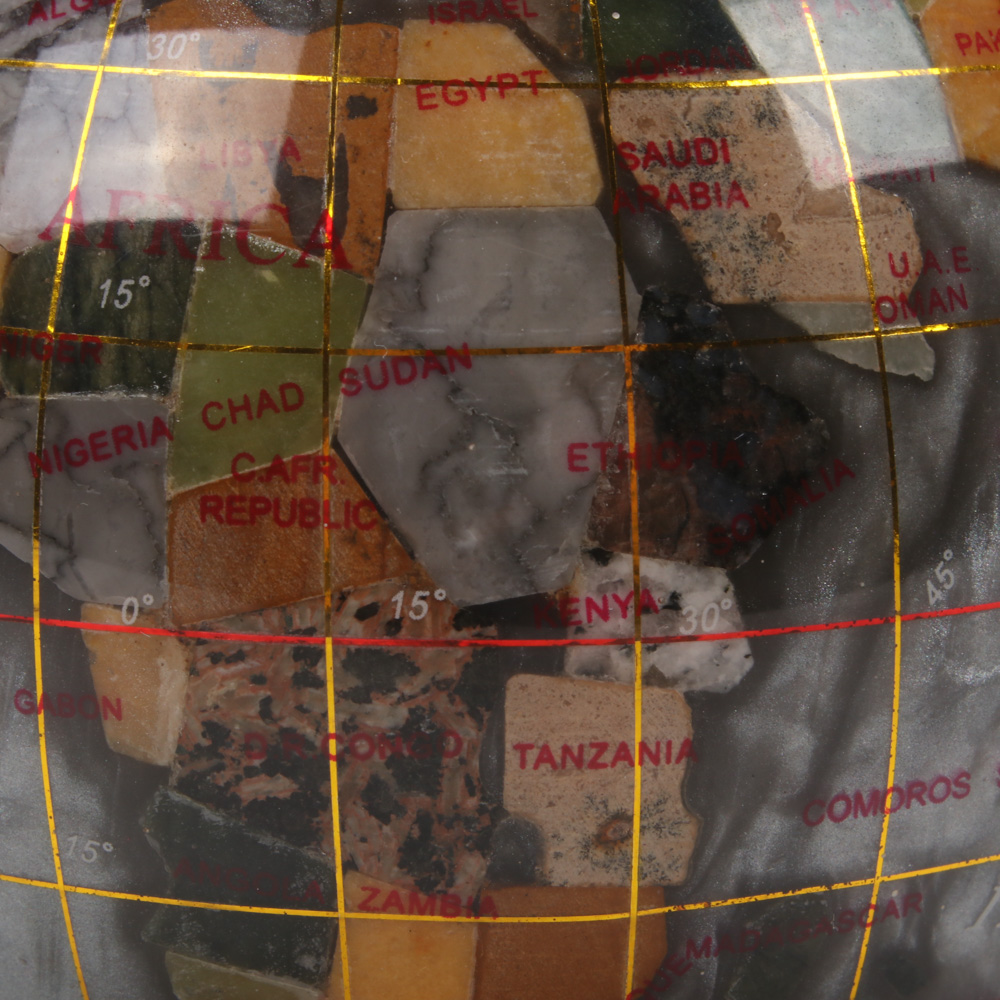 Semi-Precious Stone Inlay Globe Paperweight