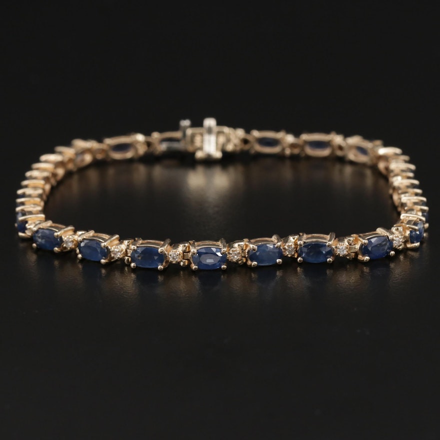 14K Gold Sapphire and Diamond Bracelet