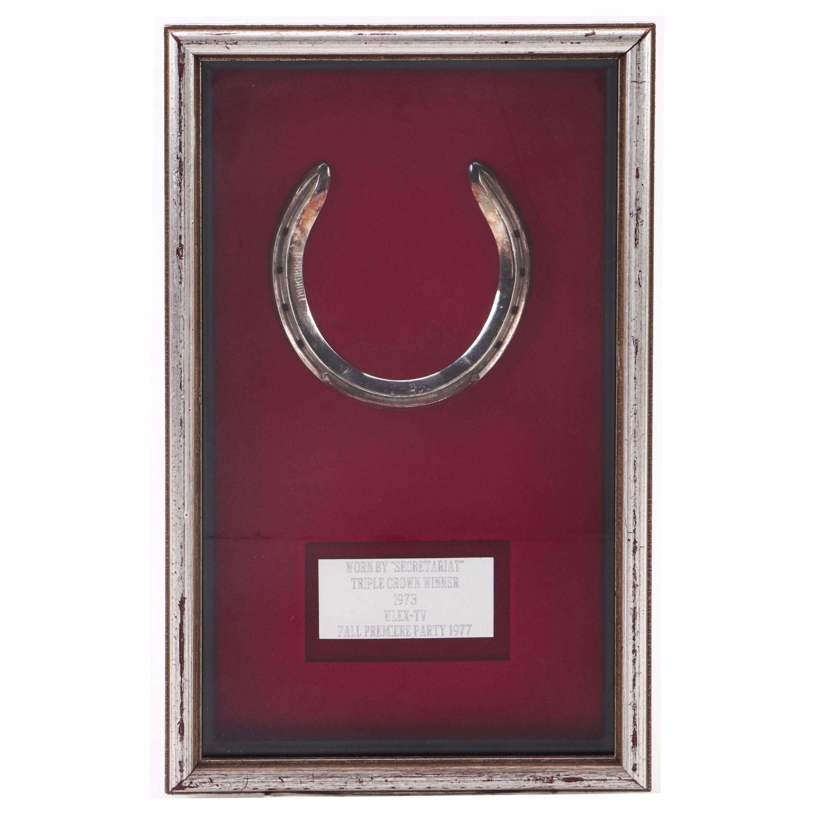 Secretariat's Genuine Worn Horseshoe in Presentation Case, 1970s