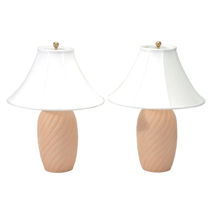 Ceramic Swirl Table Lamps with Fabric Shades