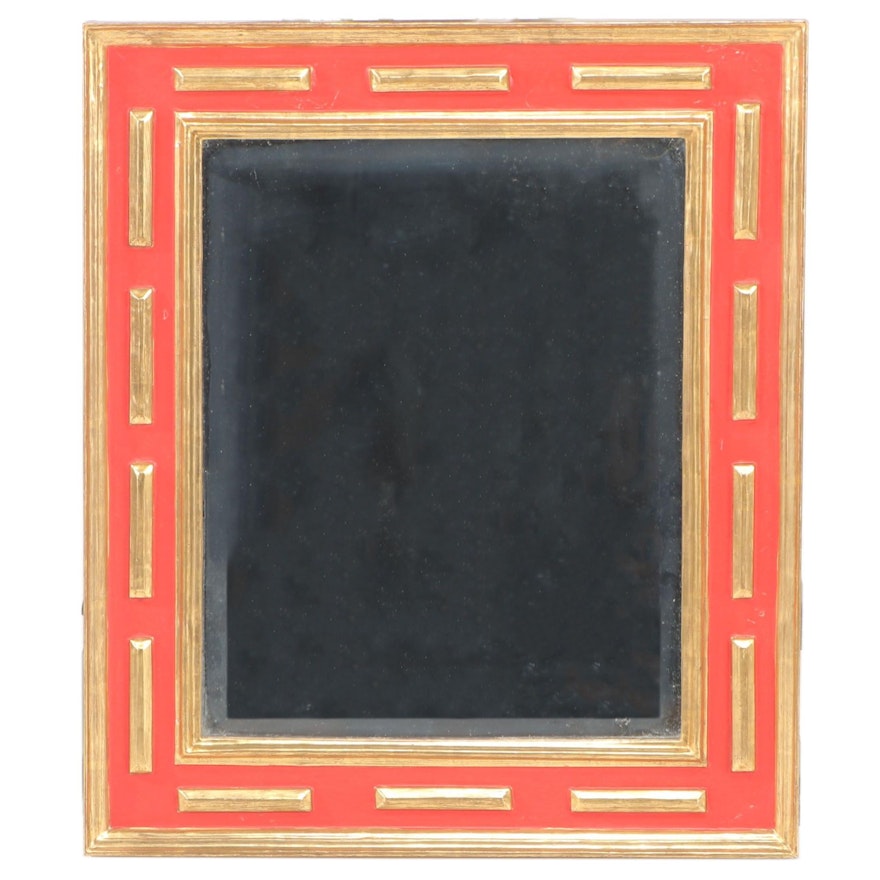 Painted Polychrome Wood Wall Mirror, Mid-20th Century