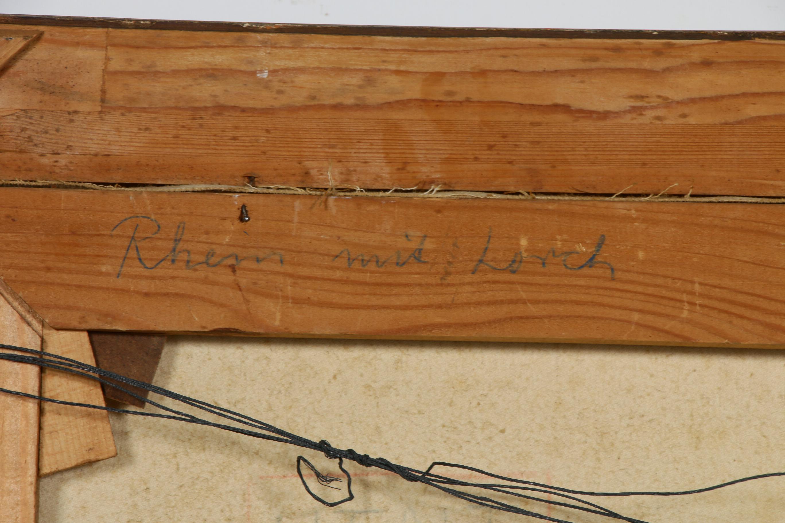 Erich Mercker Oil Painting "Rhein mit Lorch", Early 20th Century