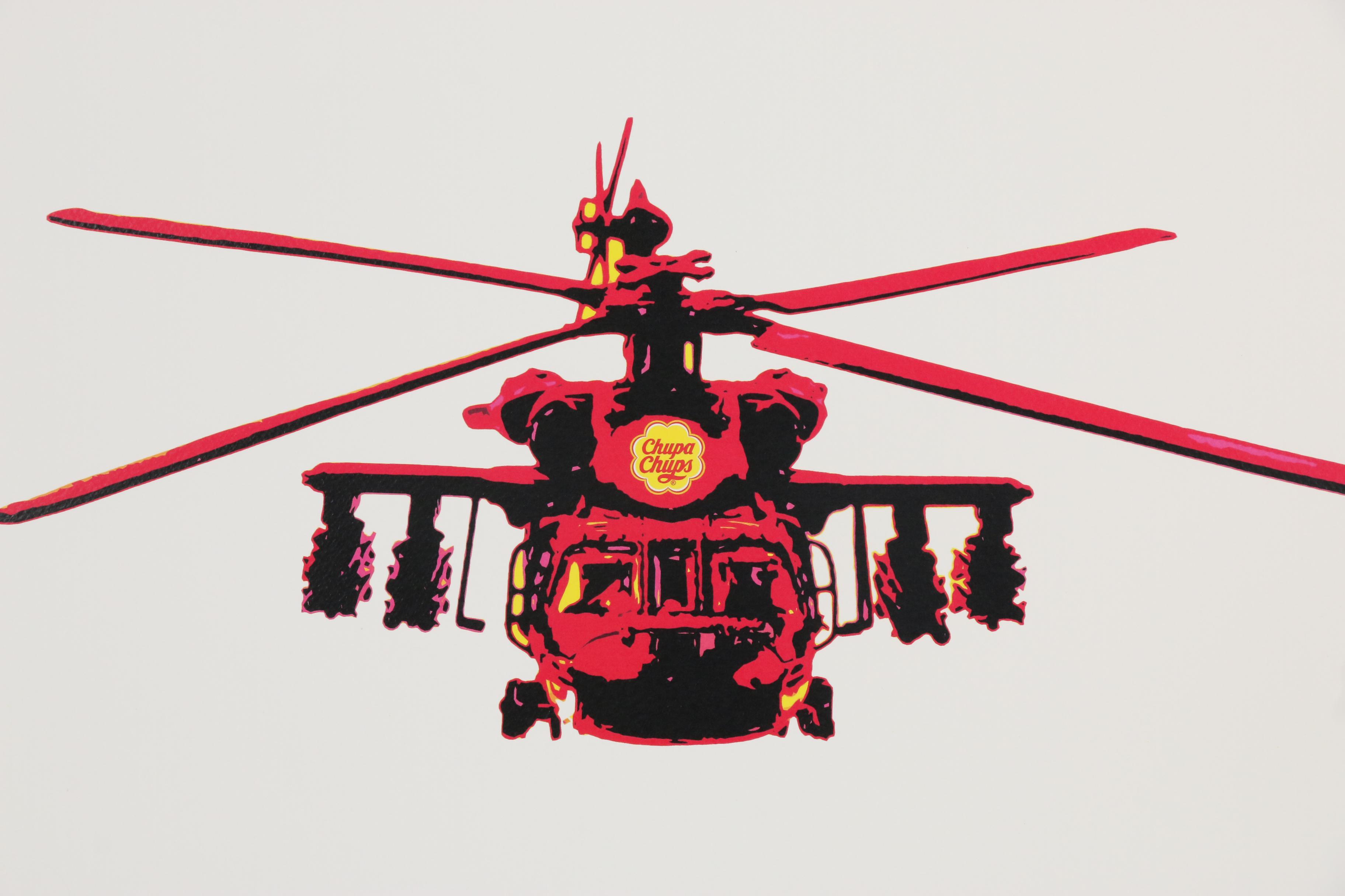 Death NYC Pop Art Offset Lithograph of Helicopter with Chupa Chups Brand