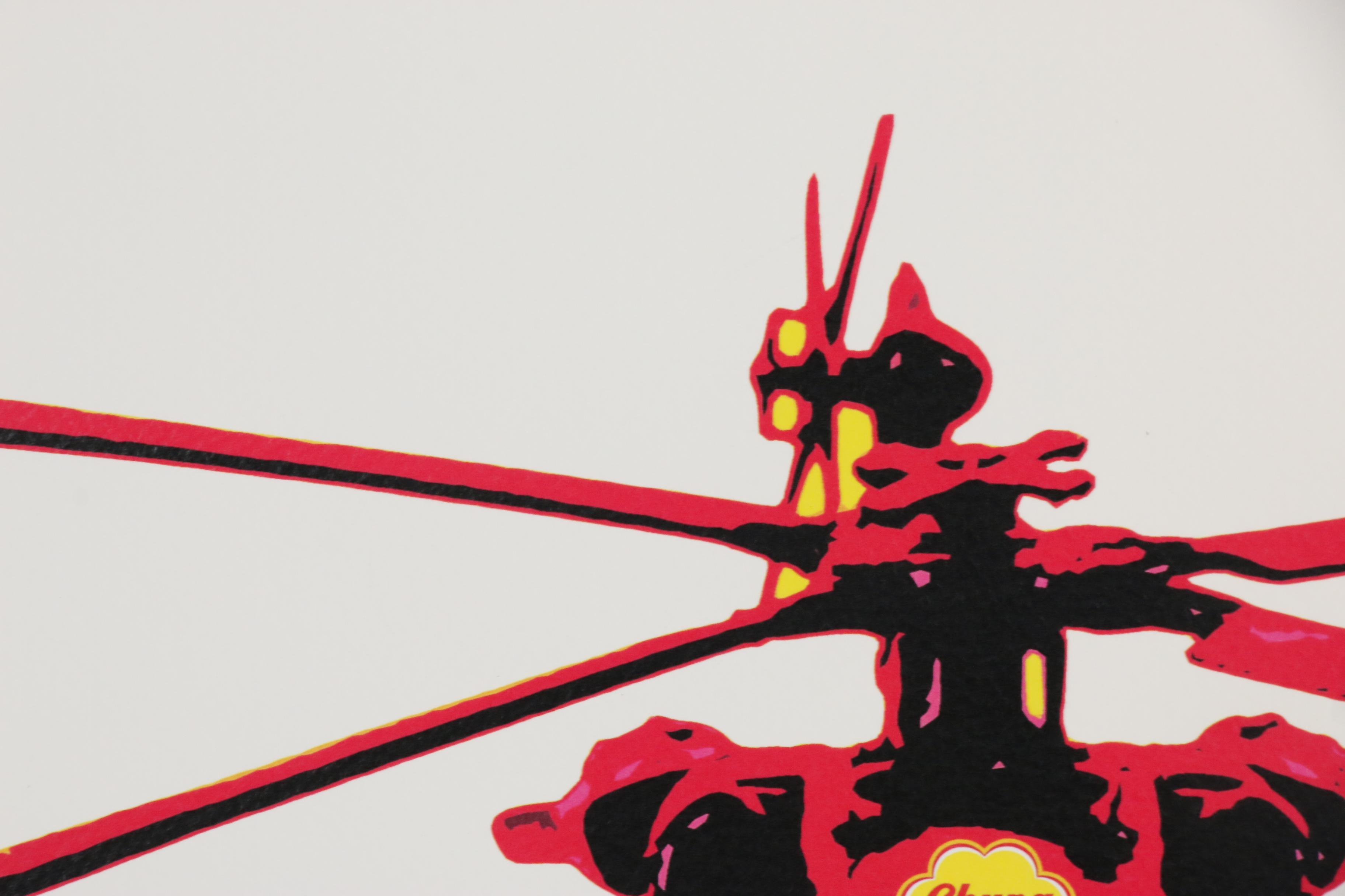 Death NYC Pop Art Offset Lithograph of Helicopter with Chupa Chups Brand