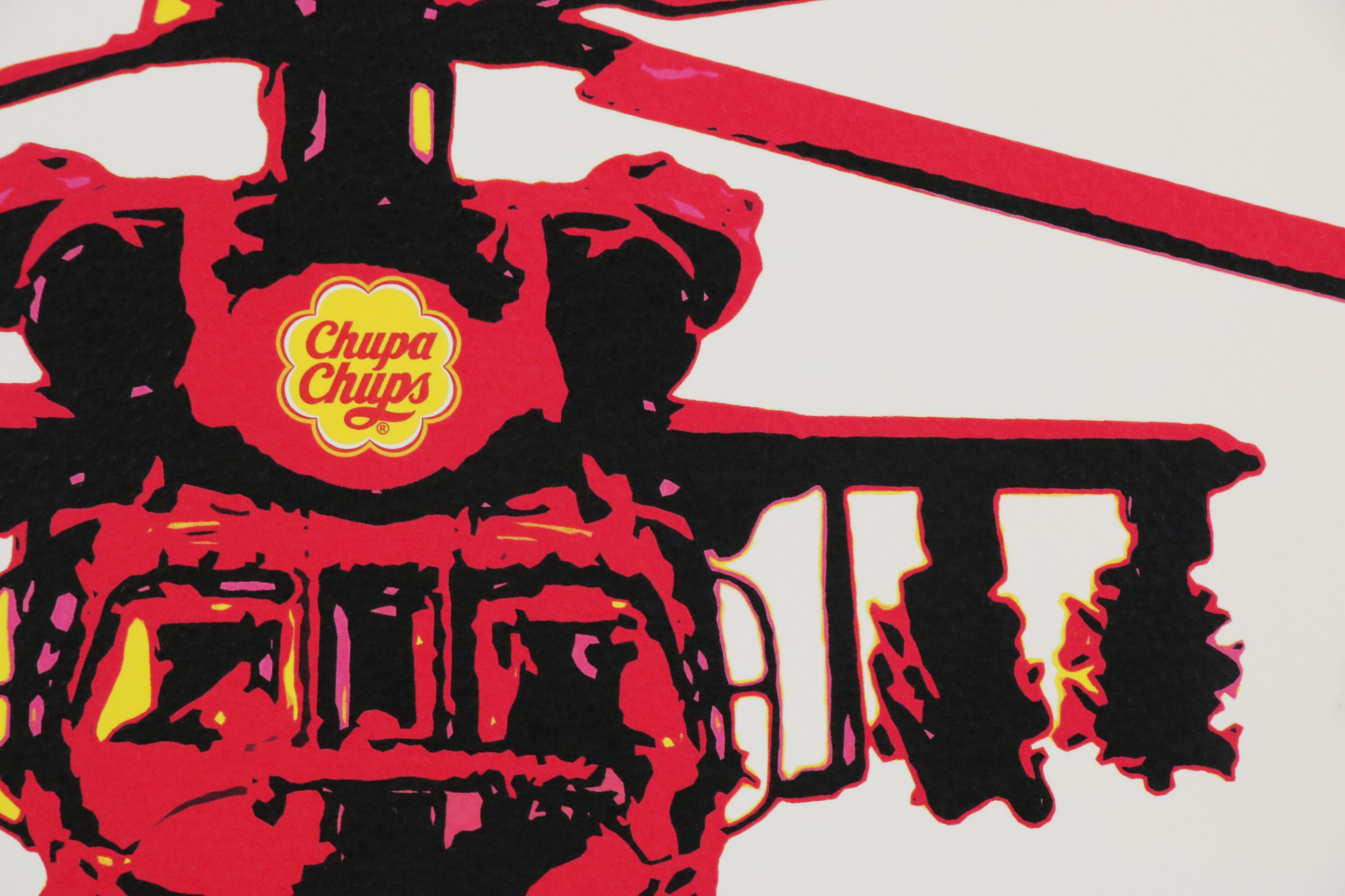 Death NYC Pop Art Offset Lithograph of Helicopter with Chupa Chups Brand