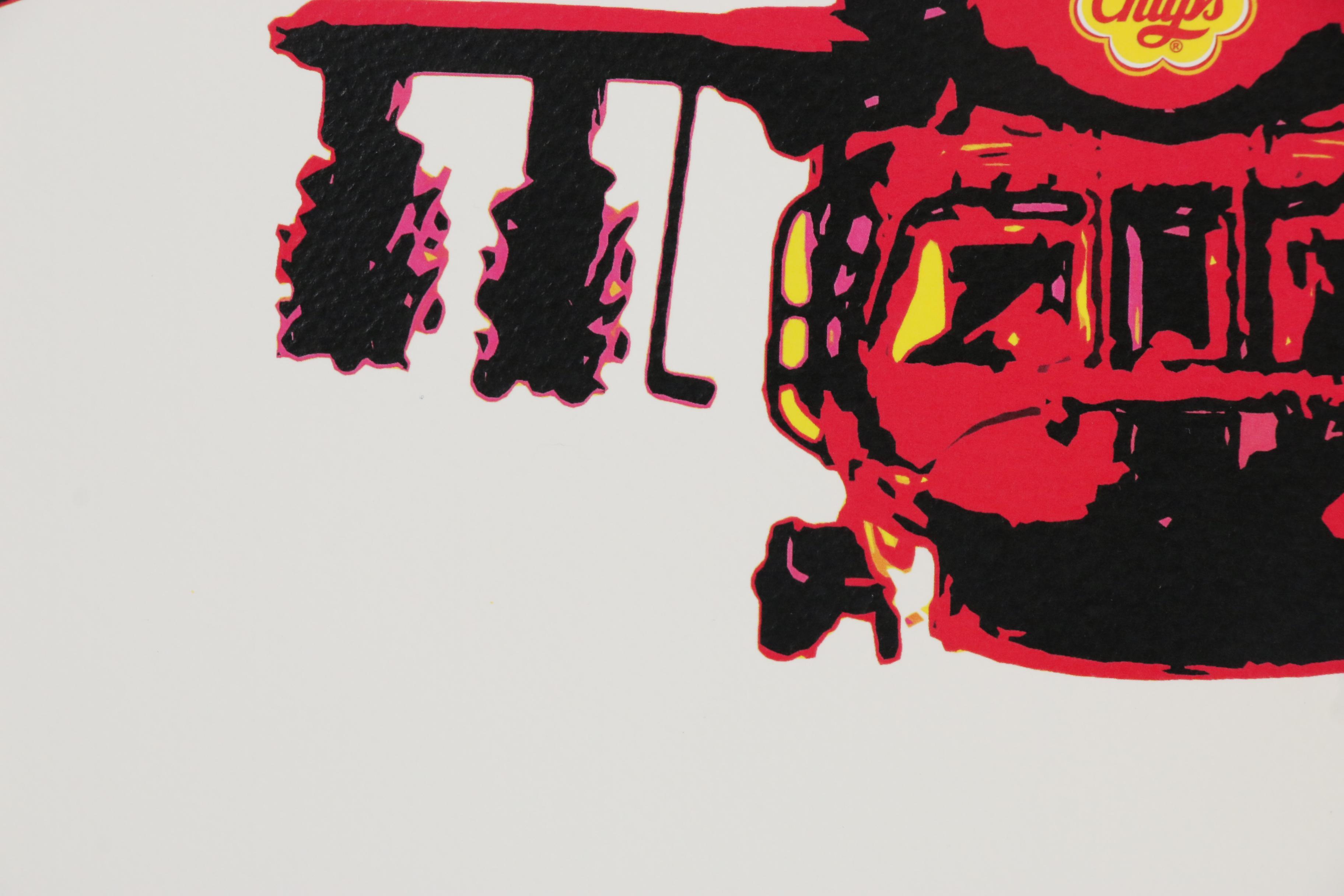 Death NYC Pop Art Offset Lithograph of Helicopter with Chupa Chups Brand