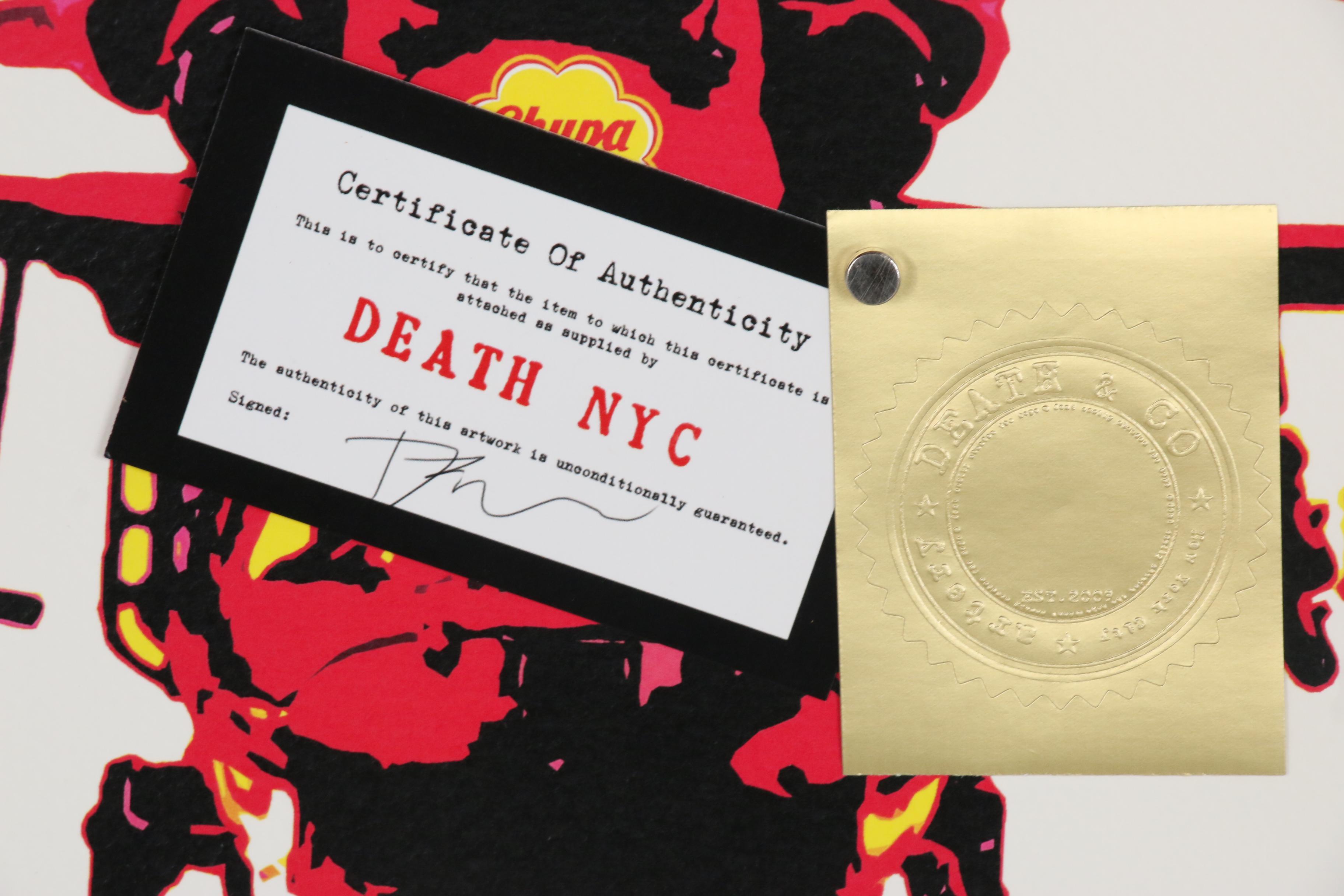 Death NYC Pop Art Offset Lithograph of Helicopter with Chupa Chups Brand