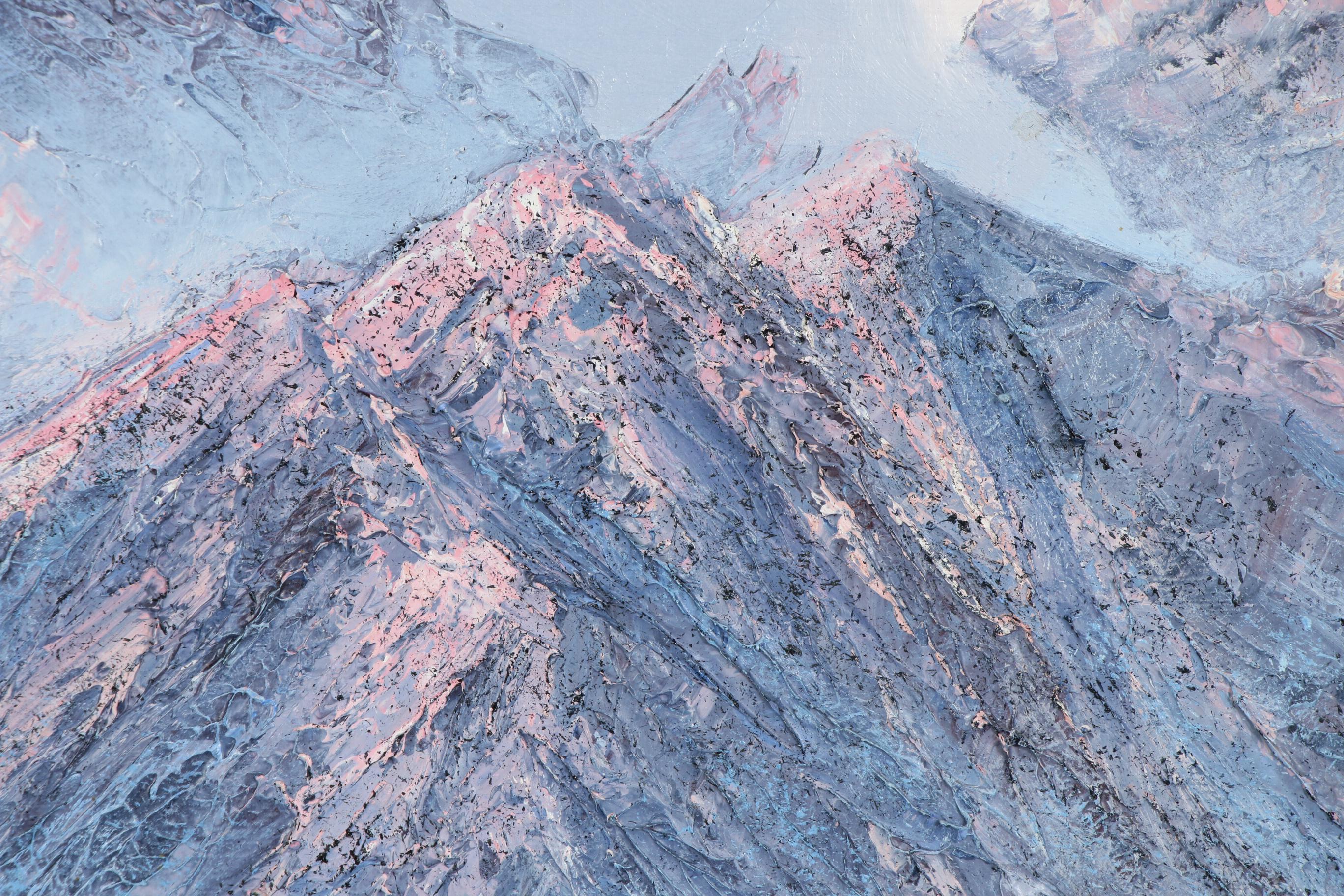 Sharon J. Achtyes Mountain Lake Landscape with Deer Oil Painting