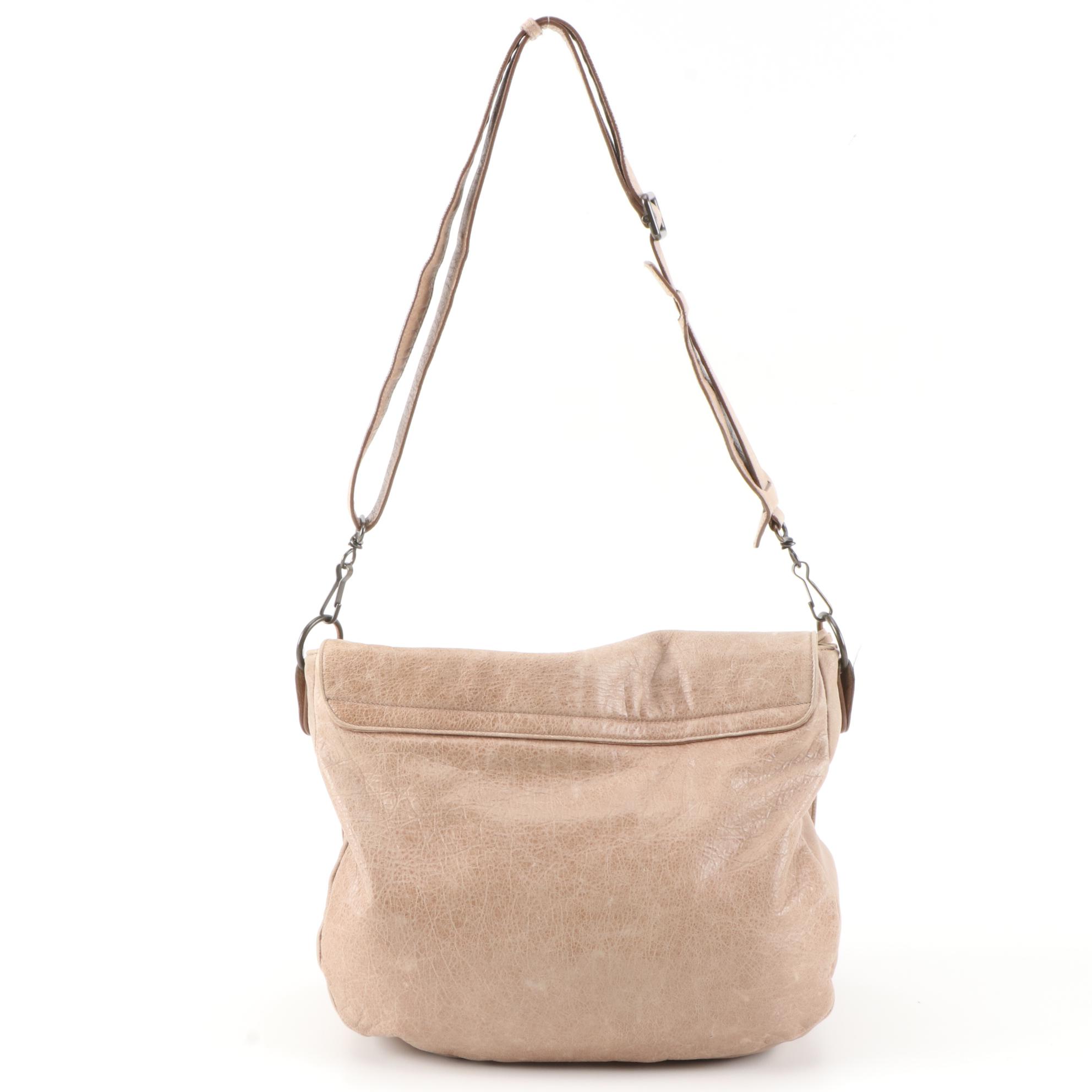 Balenciaga Motocross Neo Folk Beige Leather Messenger Style Crossbody Bag