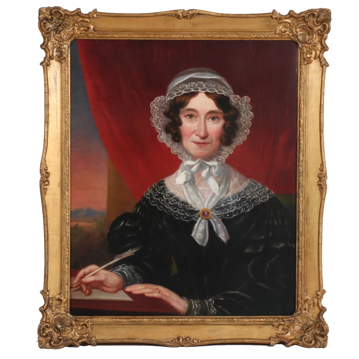 J. King Portrait Oil Painting of Lady Angela L. Caswell, 1860