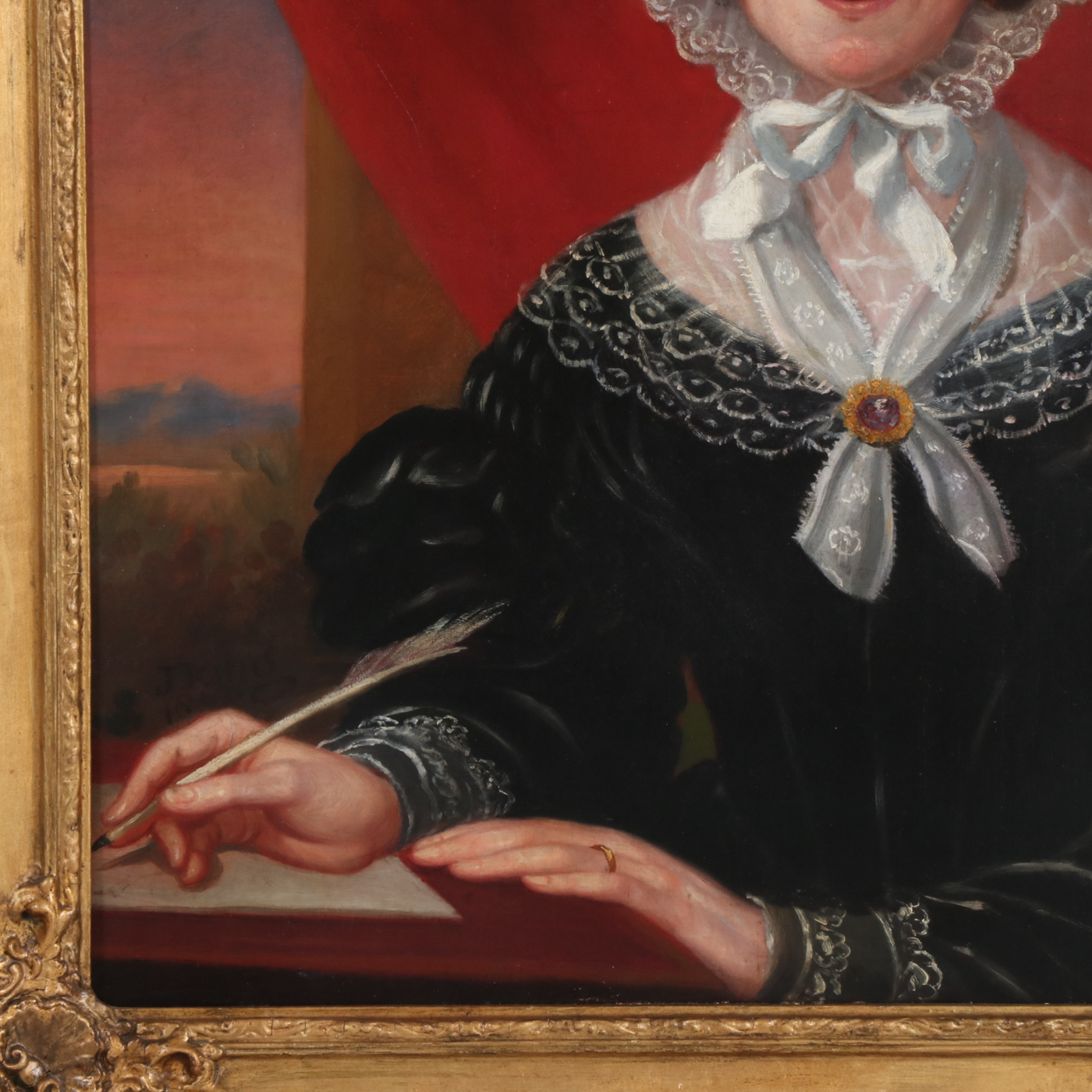 J. King Portrait Oil Painting of Lady Angela L. Caswell, 1860