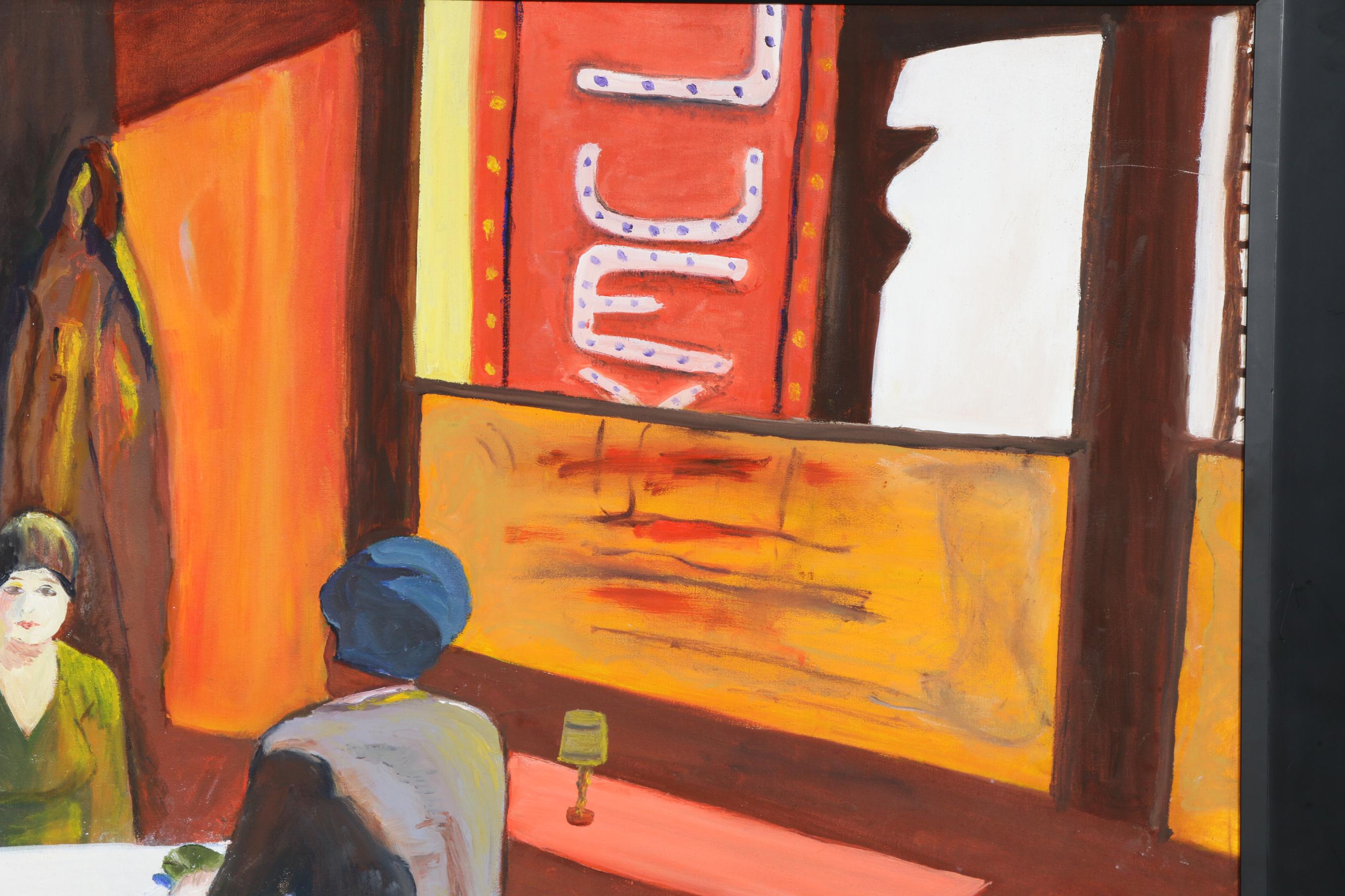 Sylvia Rosenzweig Restaurant Scene Oil Painting