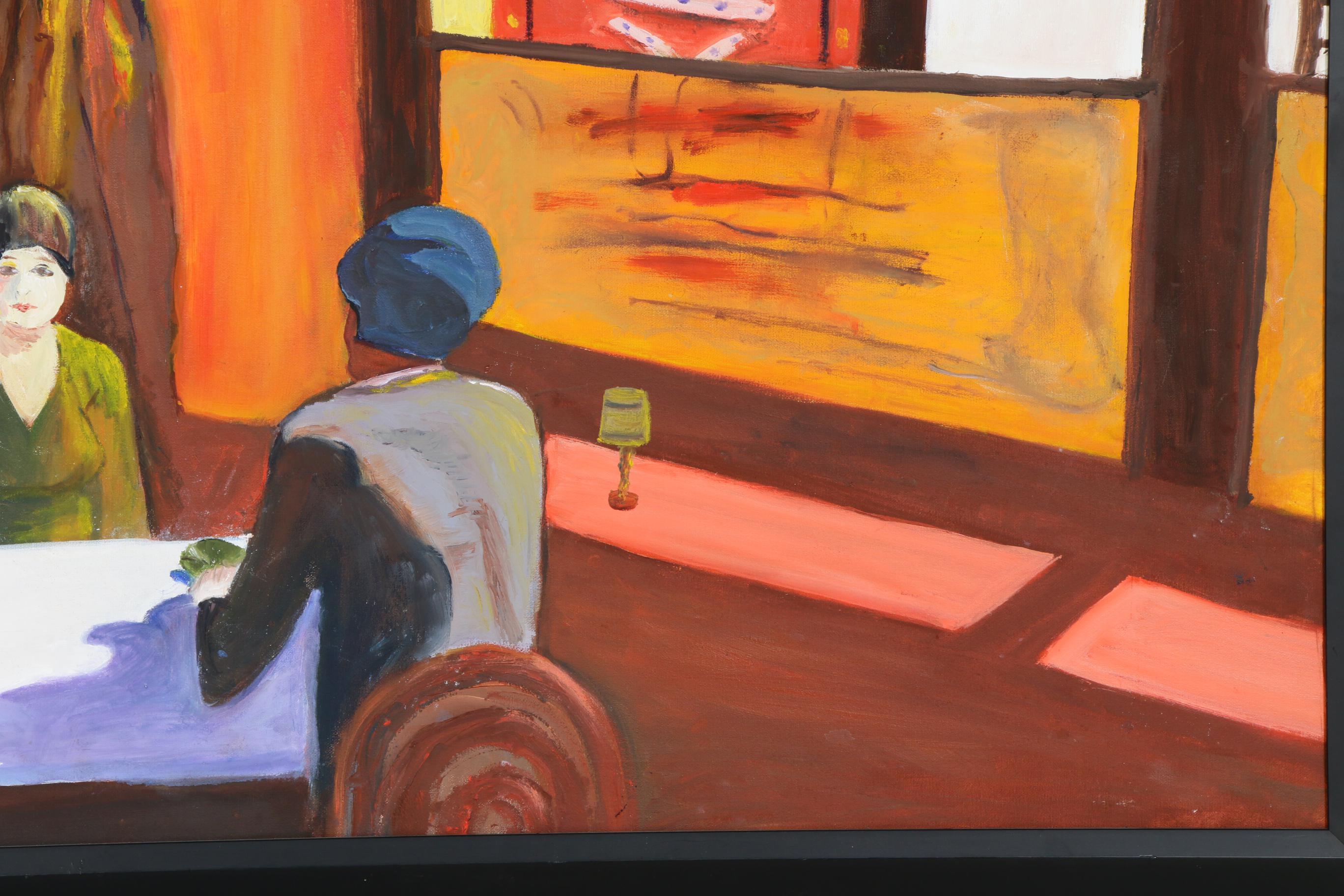 Sylvia Rosenzweig Restaurant Scene Oil Painting