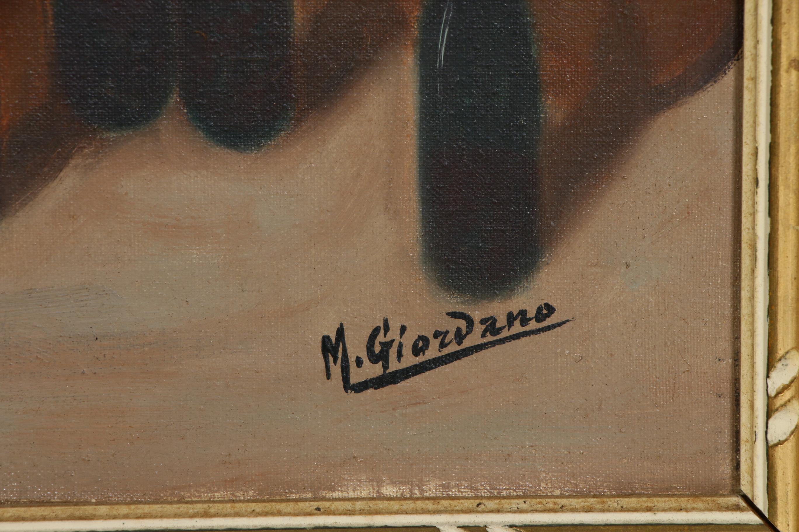 M. Giordano Monastery Wine Cellar Oil Painting, Mid to Late 20th Century