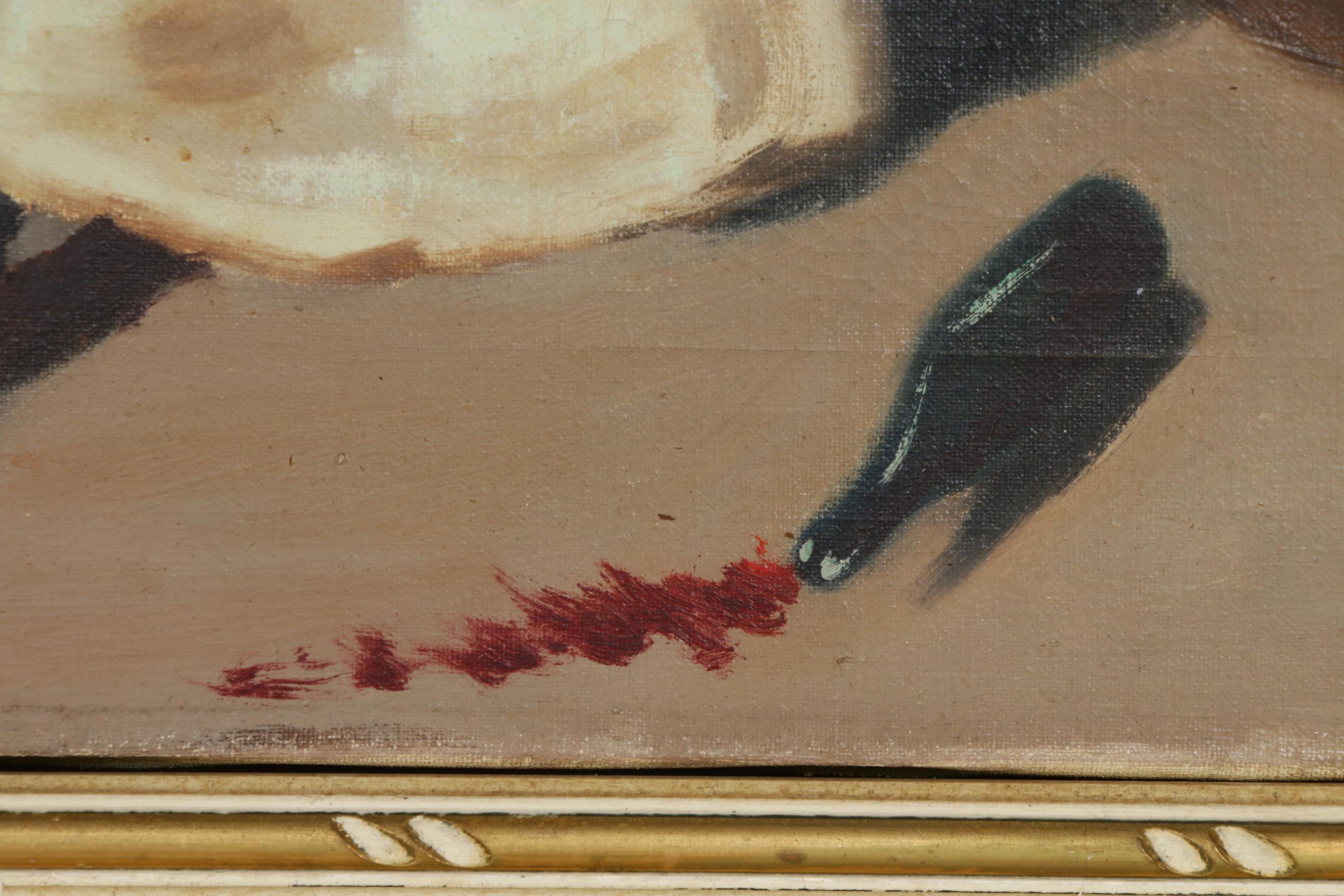 M. Giordano Monastery Wine Cellar Oil Painting, Mid to Late 20th Century