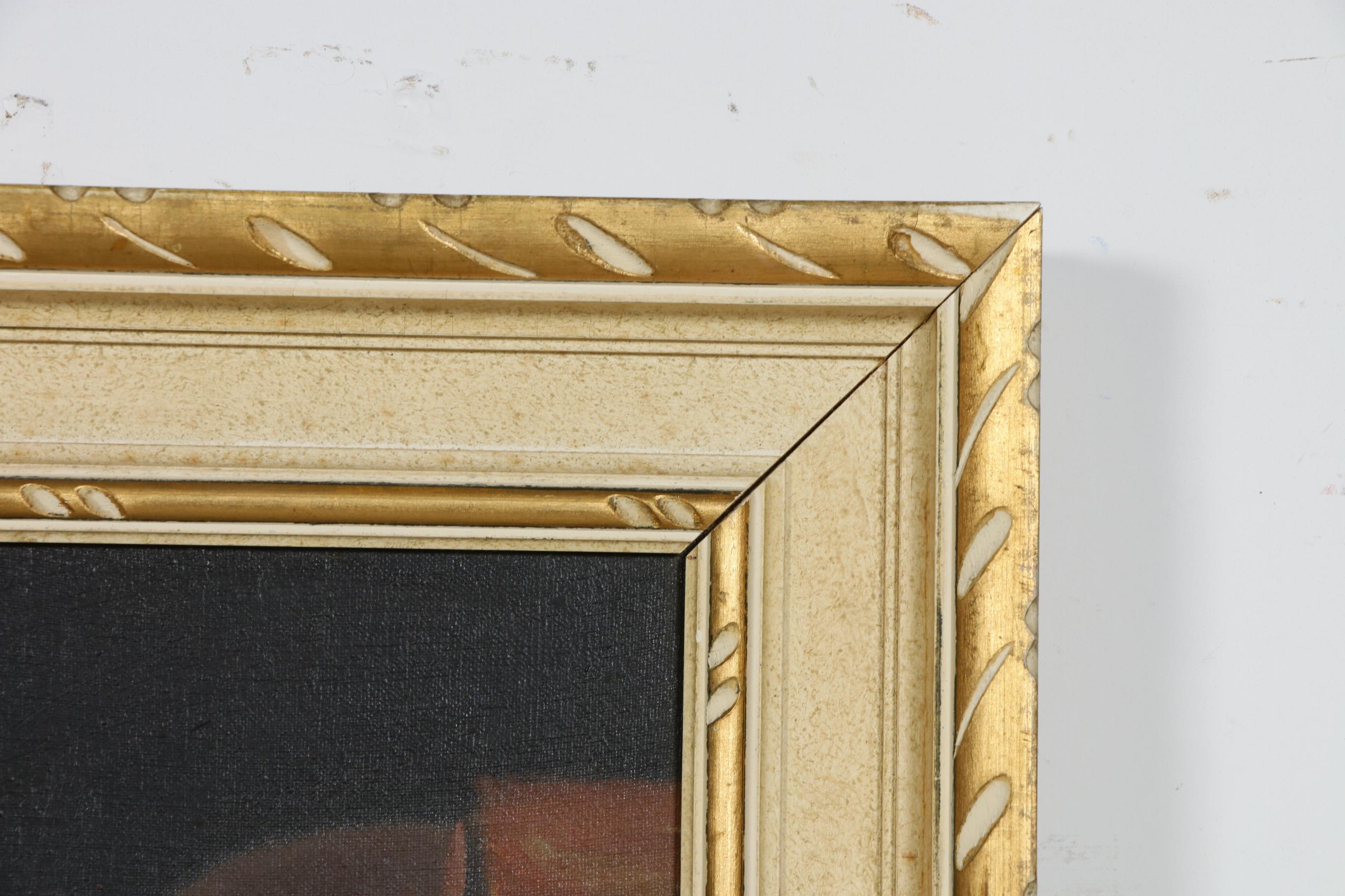 M. Giordano Monastery Wine Cellar Oil Painting, Mid to Late 20th Century