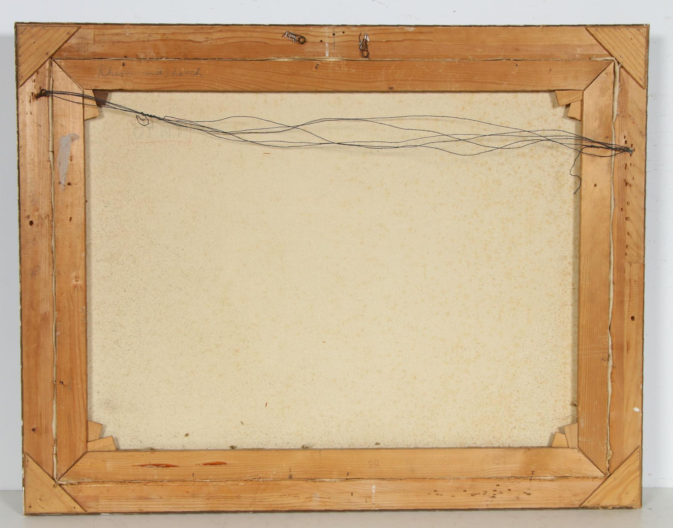 Erich Mercker Oil Painting "Rhein mit Lorch", Early 20th Century