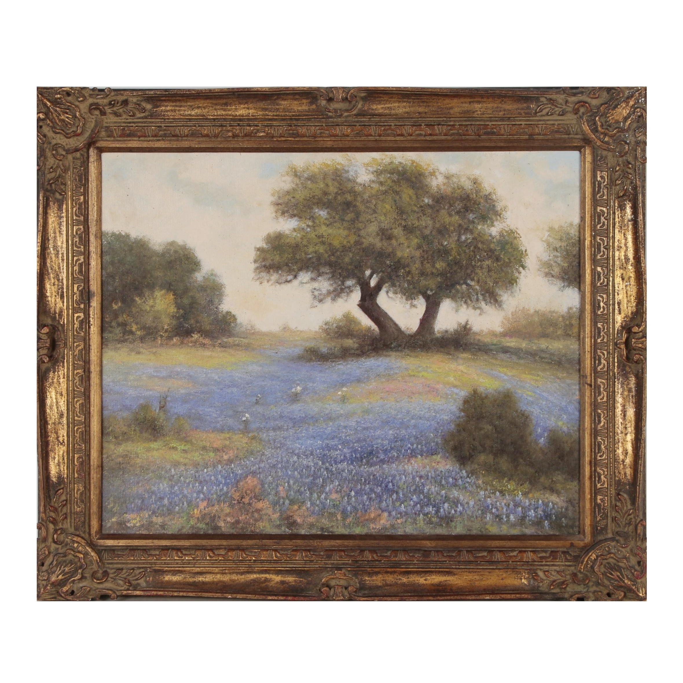 Tom G. Hamilton Oil Painting after Robert Wood of Texas Landscape