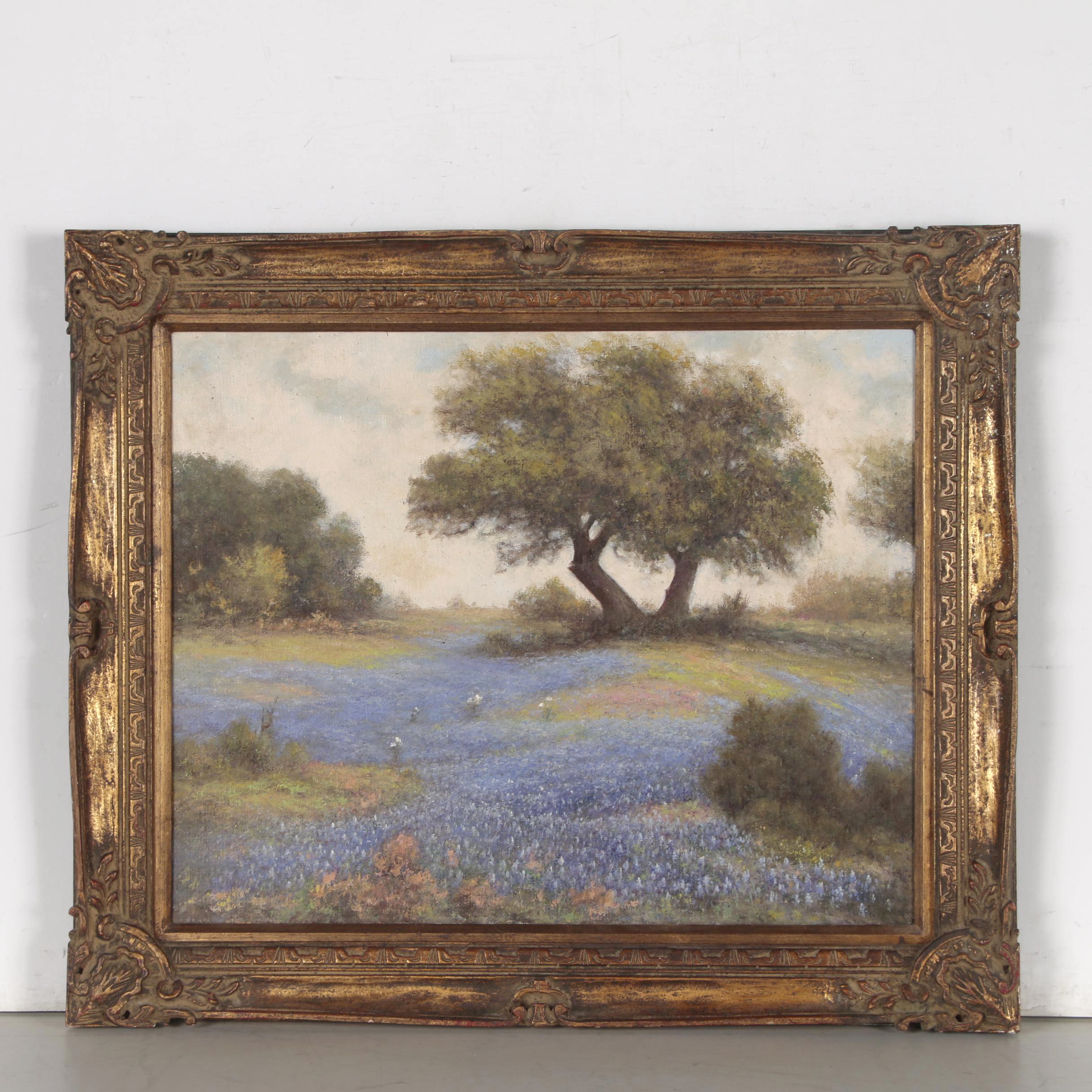 Tom G. Hamilton Oil Painting after Robert Wood of Texas Landscape