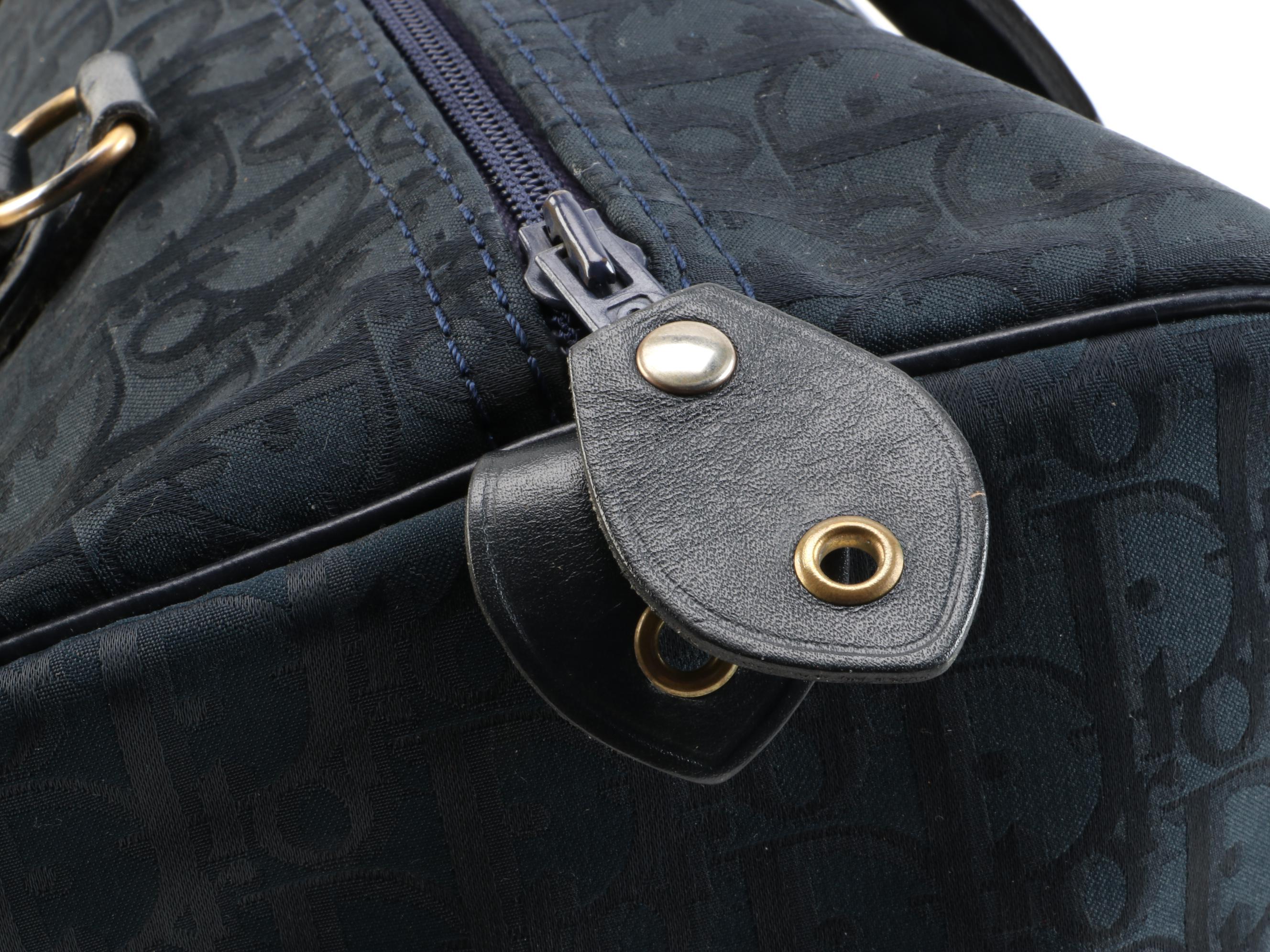 Christian Dior Boston Bag in Black Oblique Canvas and Leather, Vintage