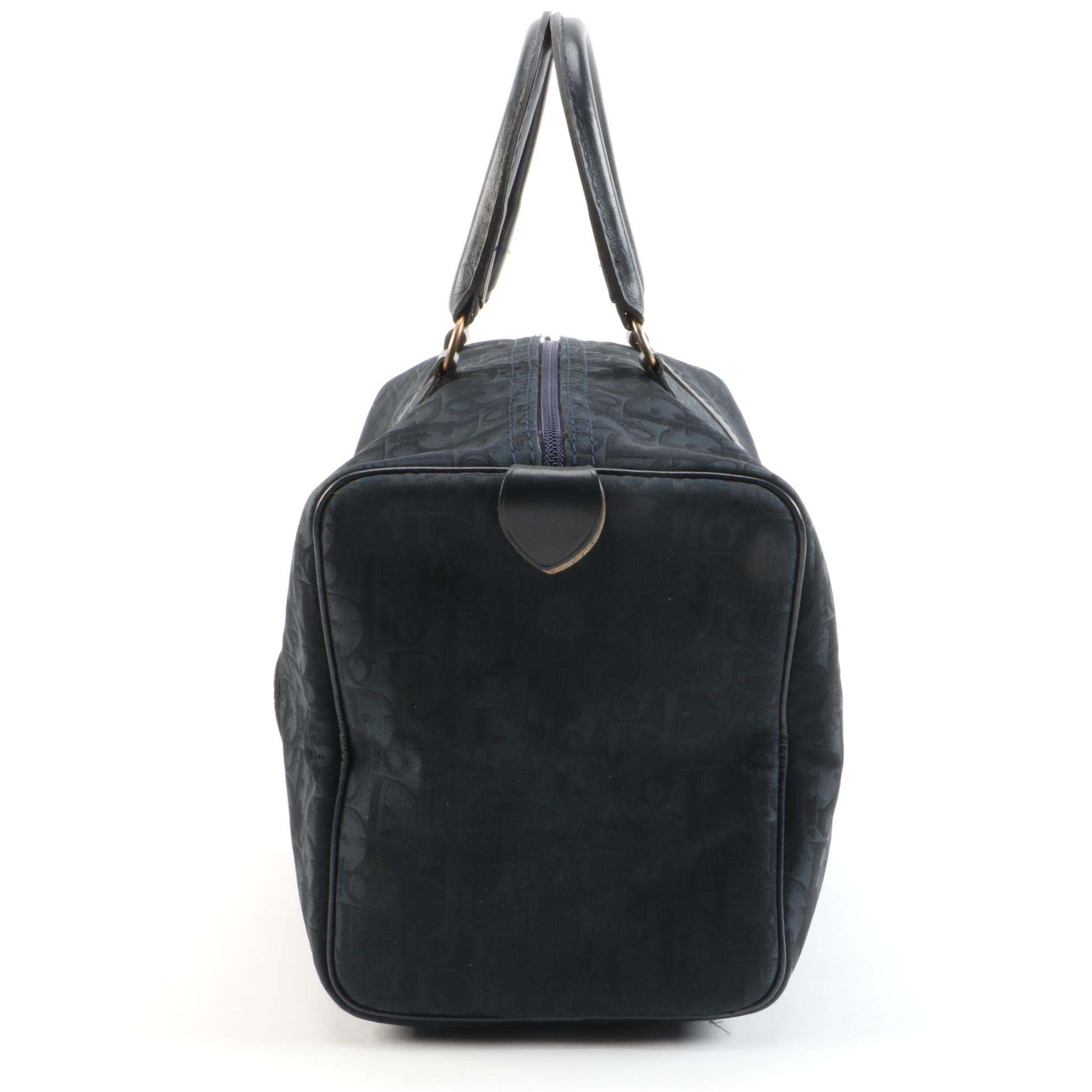 Christian Dior Boston Bag in Black Oblique Canvas and Leather, Vintage