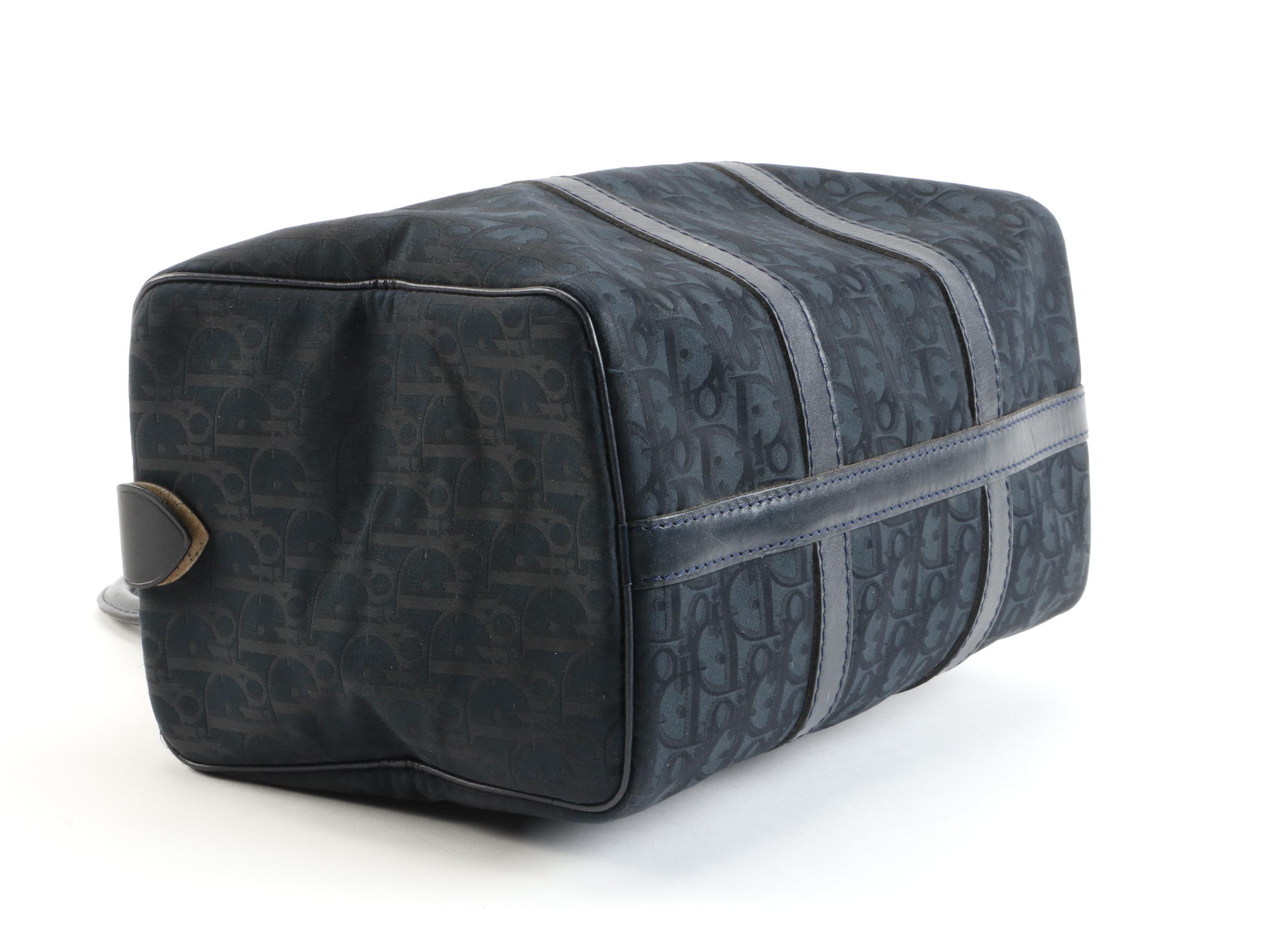 Christian Dior Boston Bag in Black Oblique Canvas and Leather, Vintage