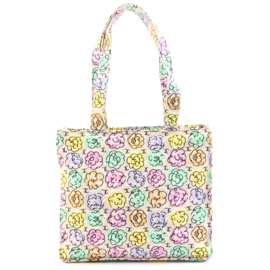 Chanel Multicolor Floral Print Camellia Tote Bag