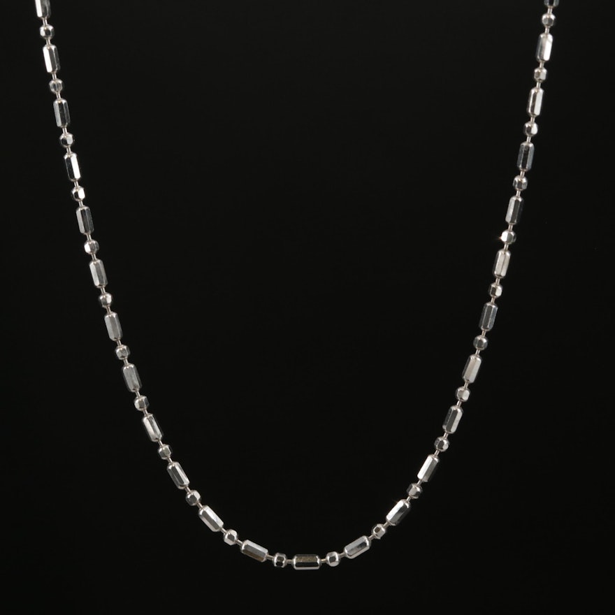 18K White Gold Beaded Chain