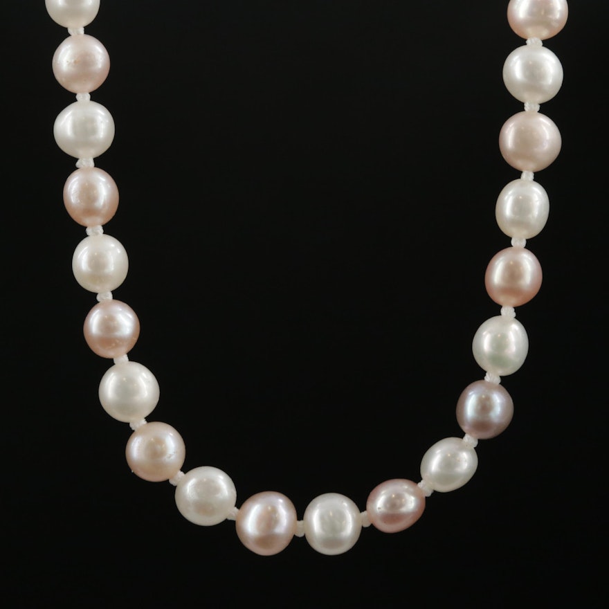 Pearl Necklace with 14K Yellow Gold Clasp