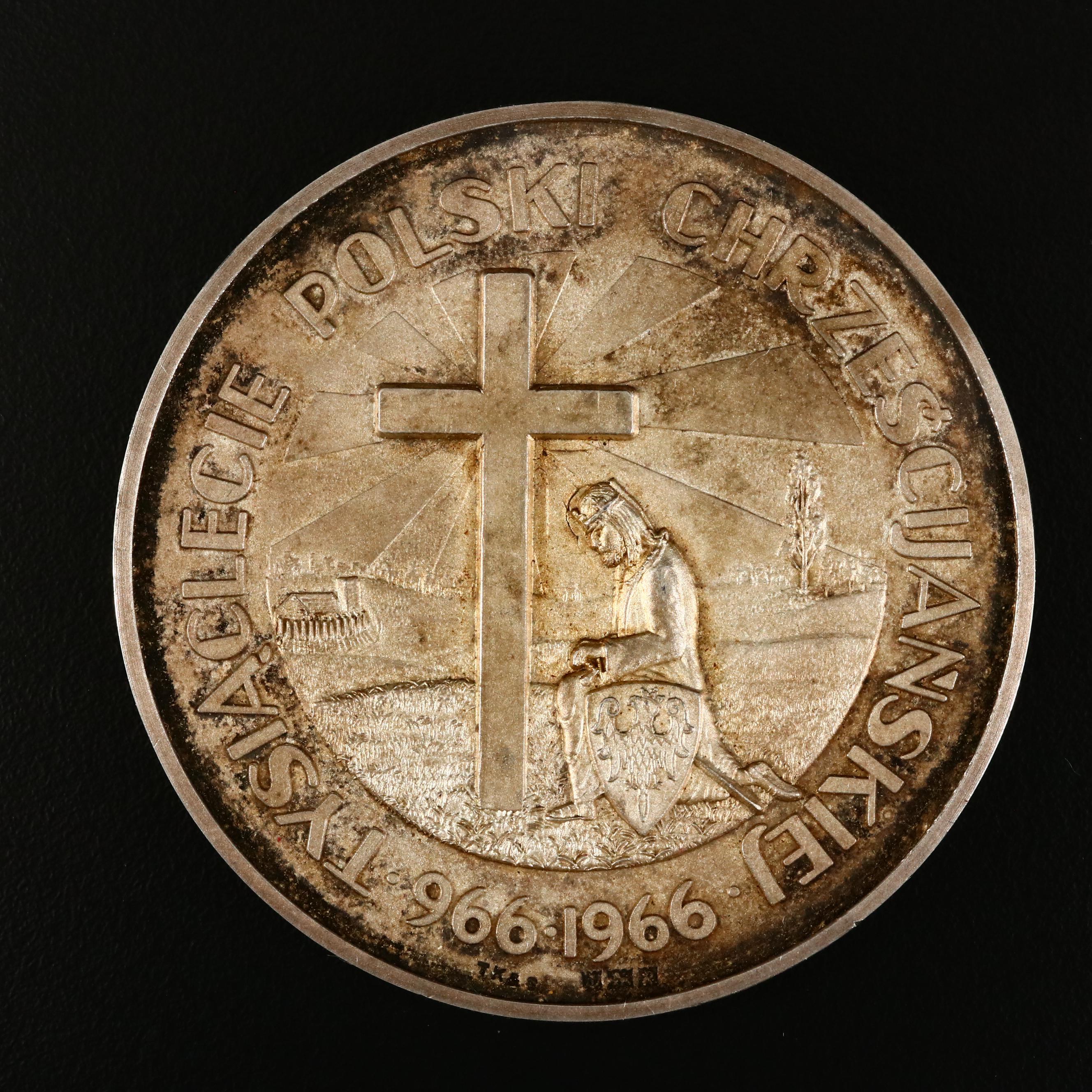 1966 Millennium of Christian Poland Silver Medal by Toye, Kenning & Spencer Ltd.