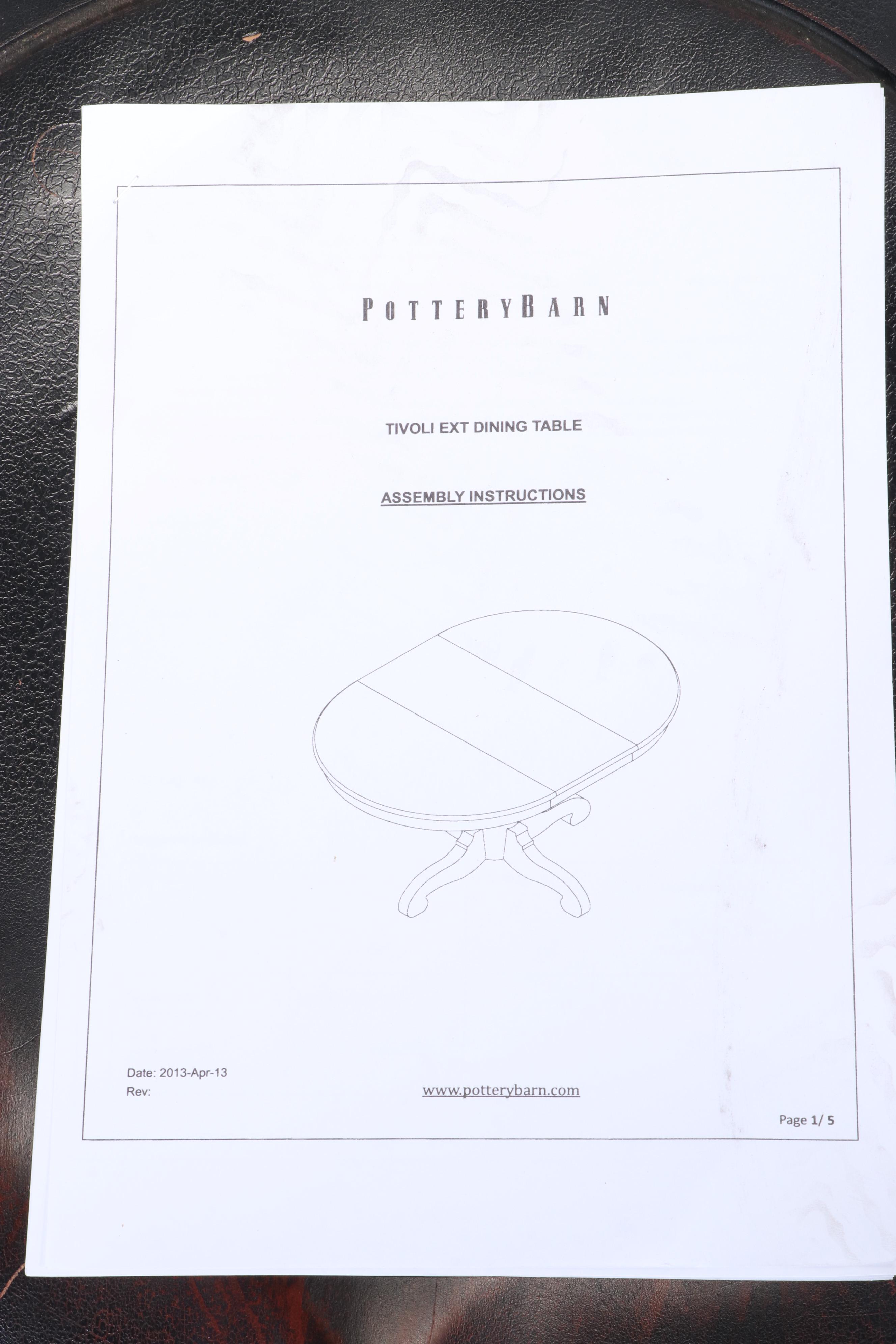 Pottery Barn "Tivoli" Extending Dining Table Plus Four Windsor Style Side Chairs