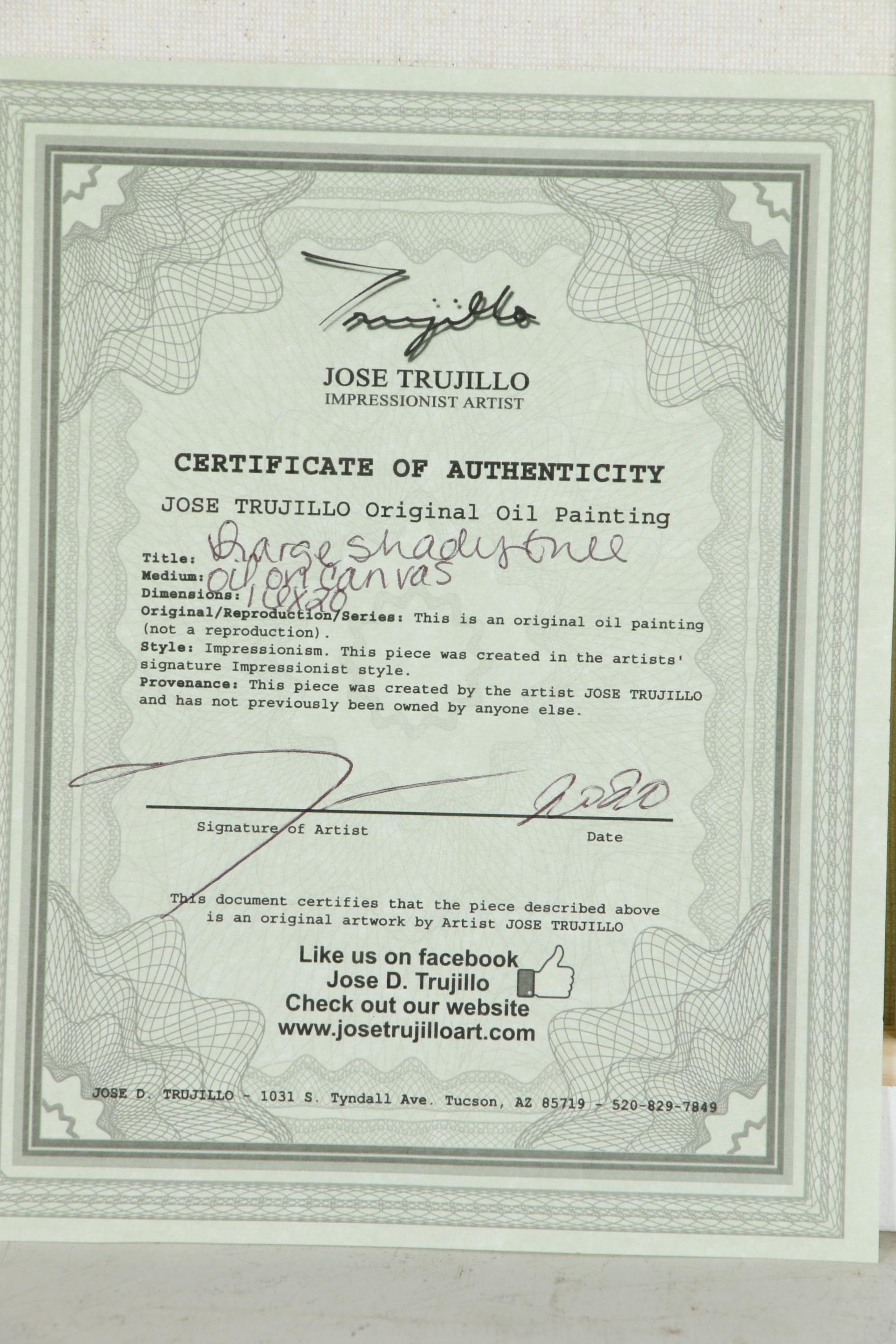 Jose Trujillo Landscape Oil Painting "Large Shady Tree"