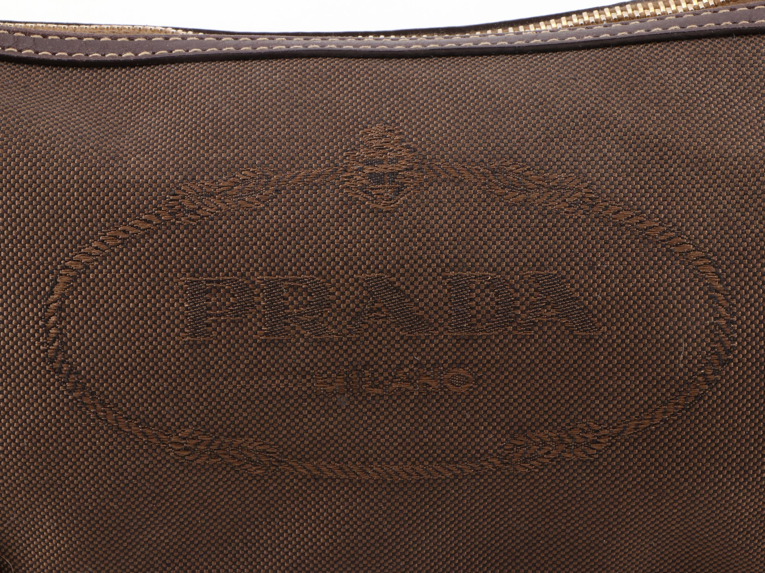Prada Pochette Handbag in Brown Canapa Canvas and Leather