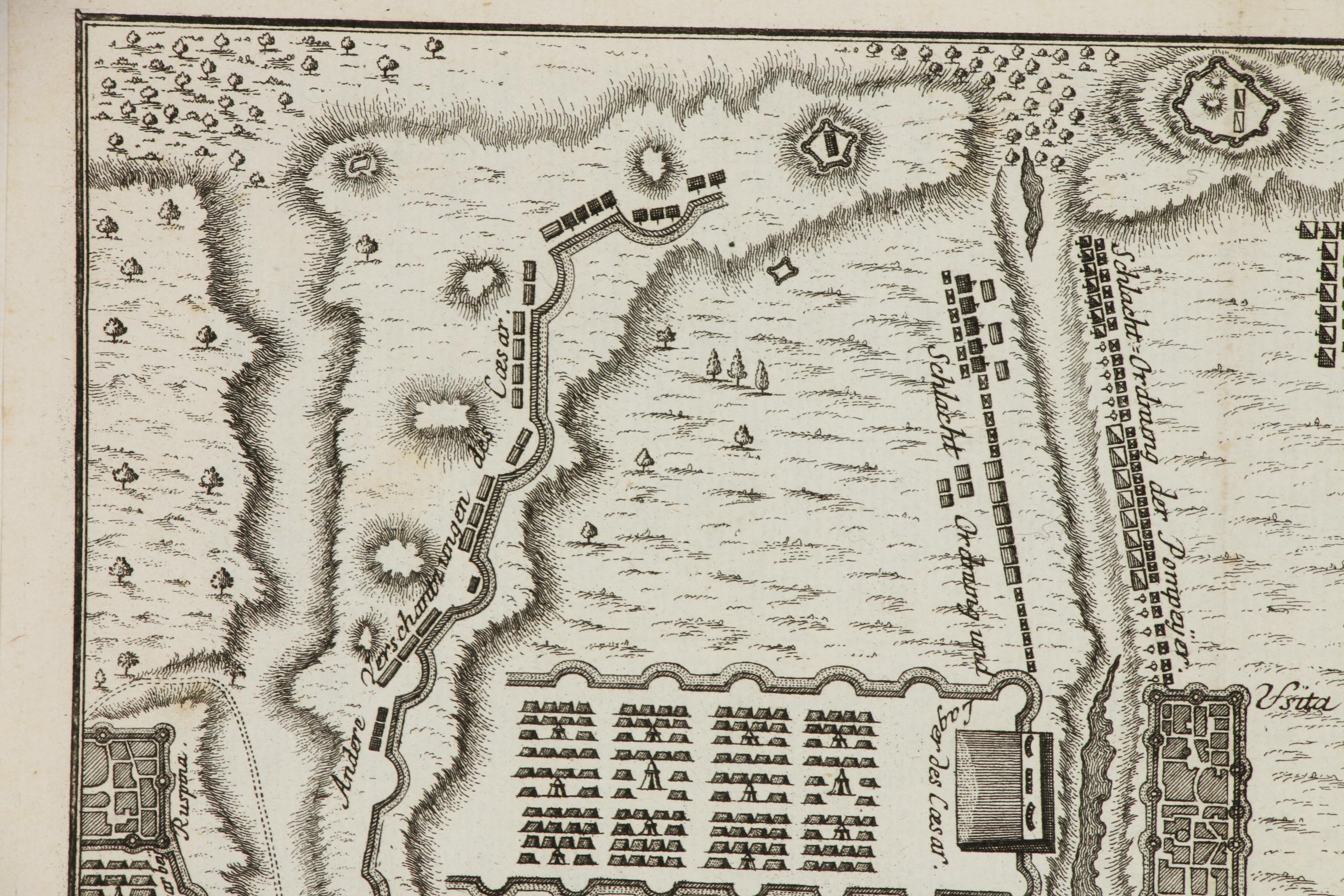 Engraved Map of Battle of Ruspina, circa 1760